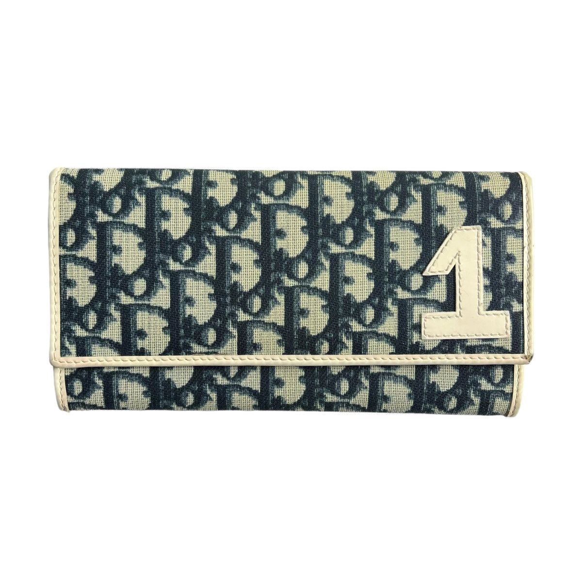 image of Dior Trotter Monogram Long Wallet in Blue, Women's