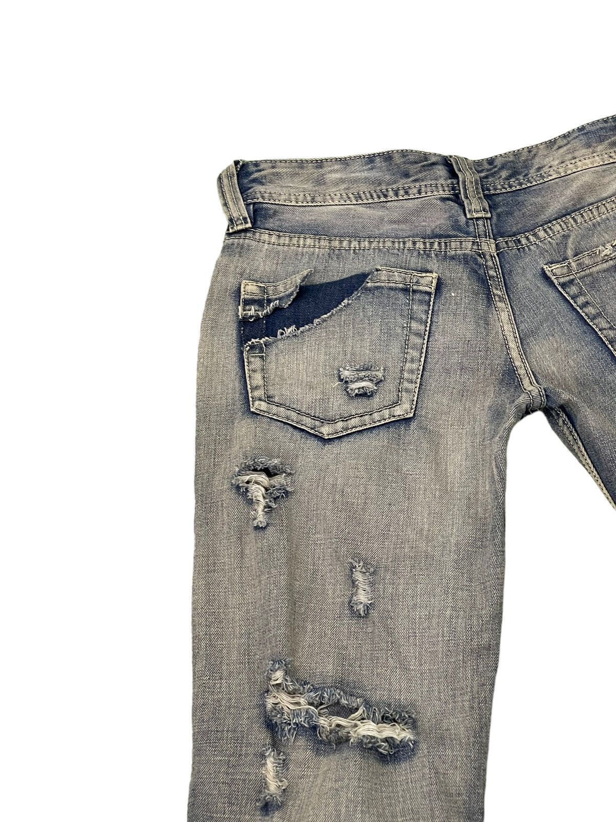 Japanese Brand Damage Jeans Vence Faded Distress Low Rise Slim 8🟦1 Size US 29 - 17 Thumbnail