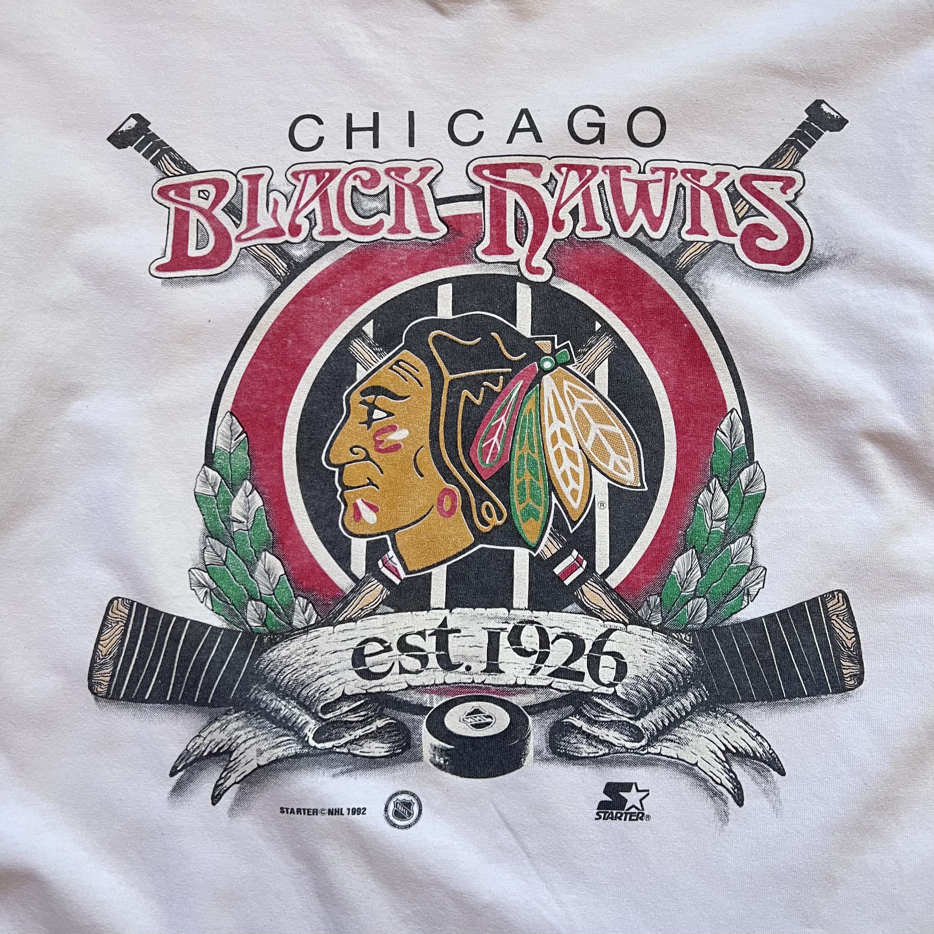 NHL Vintage 1992 Chicago Blackhawks Tshirt size L STARTER Size US L / EU 52-54 / 3 - 2 Thumbnail