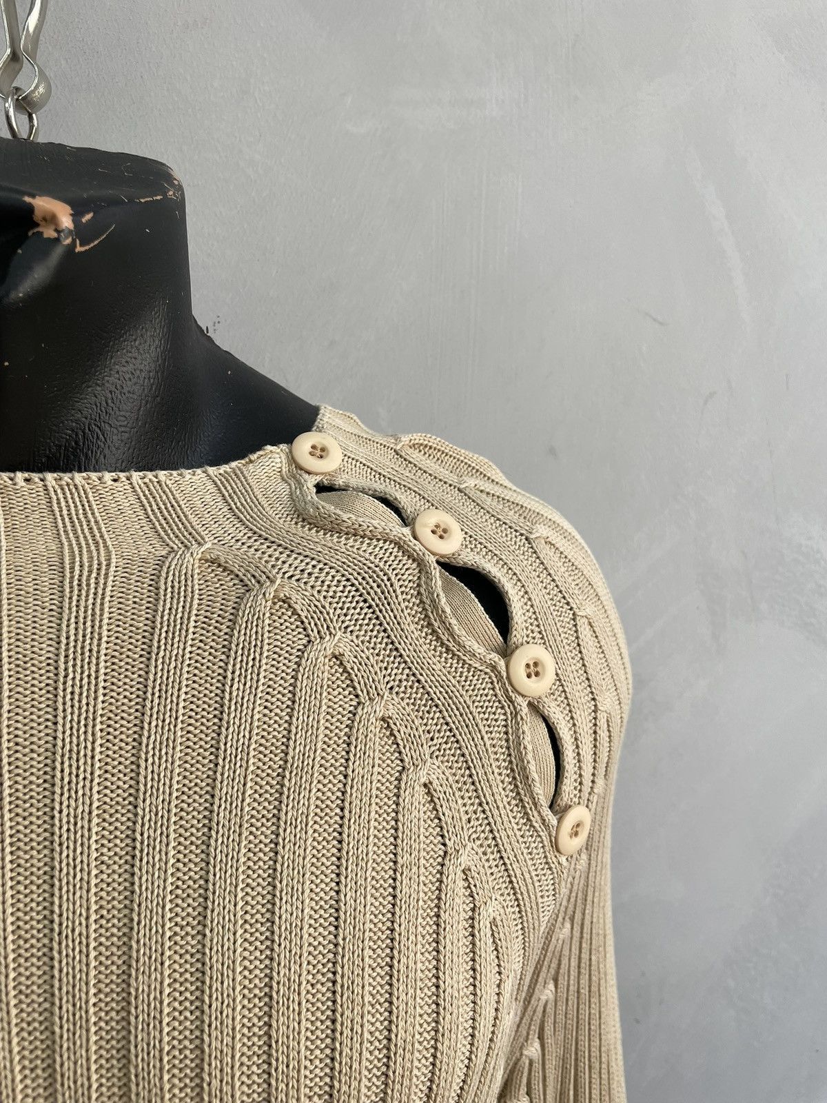Diesel Diesel style Kapital Beige Ribbed Knit Sweater Size L y2k Size US L / EU 52-54 / 3 - 3 Thumbnail