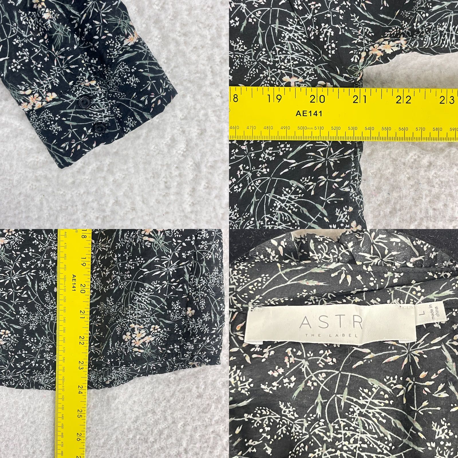ASTR The Label ASTR The Label Button-Up Shirt Womens Large Black Floral Long Sleeve Ruffle Size L / US 10 / IT 46 - 8 Thumbnail