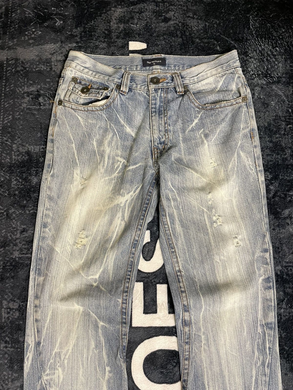 Japanese Brand Signal Point Twisted Leg Thunder Washed Denim Size US 30 / EU 46 - 3 Thumbnail