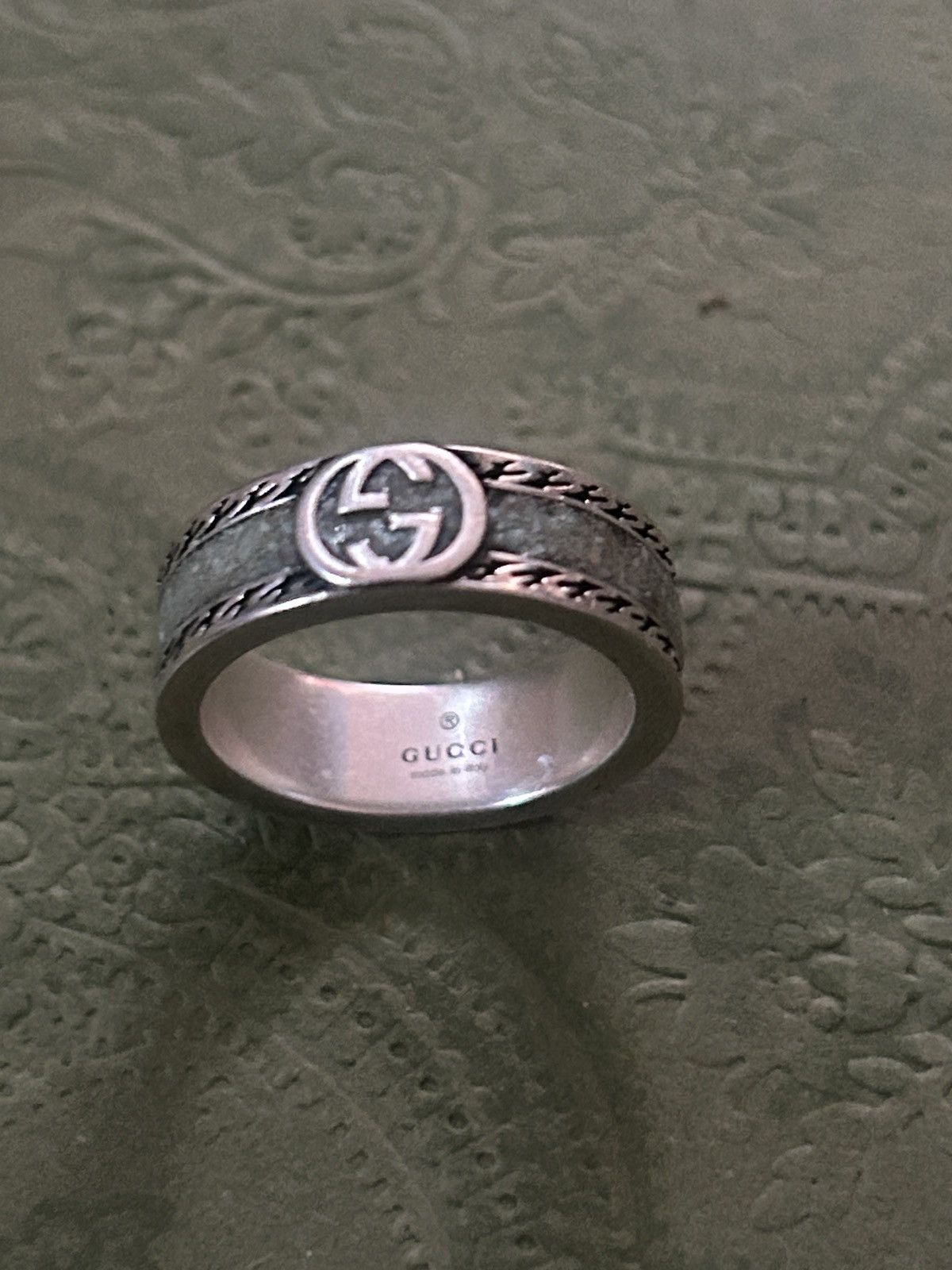 Gucci Gucci GG Sterling Silver Enamel Ring AG 925 Howlite 645573 Size ONE SIZE - 4 Thumbnail