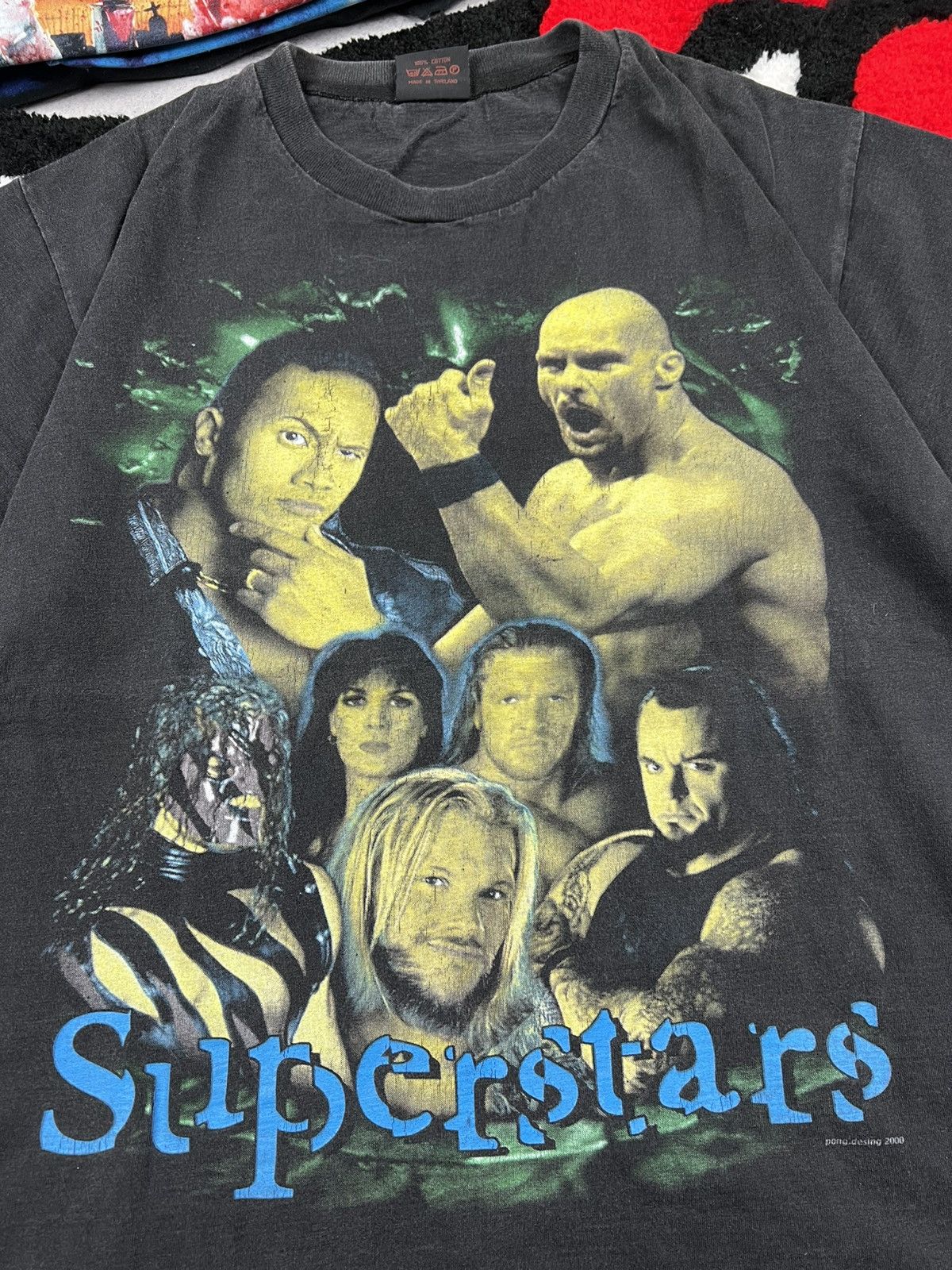 Band Tees Vintage WWE Wrestling Superstars 2000 Faded Y2K Tee Shirt Size US L / EU 52-54 / 3 - 5 Thumbnail