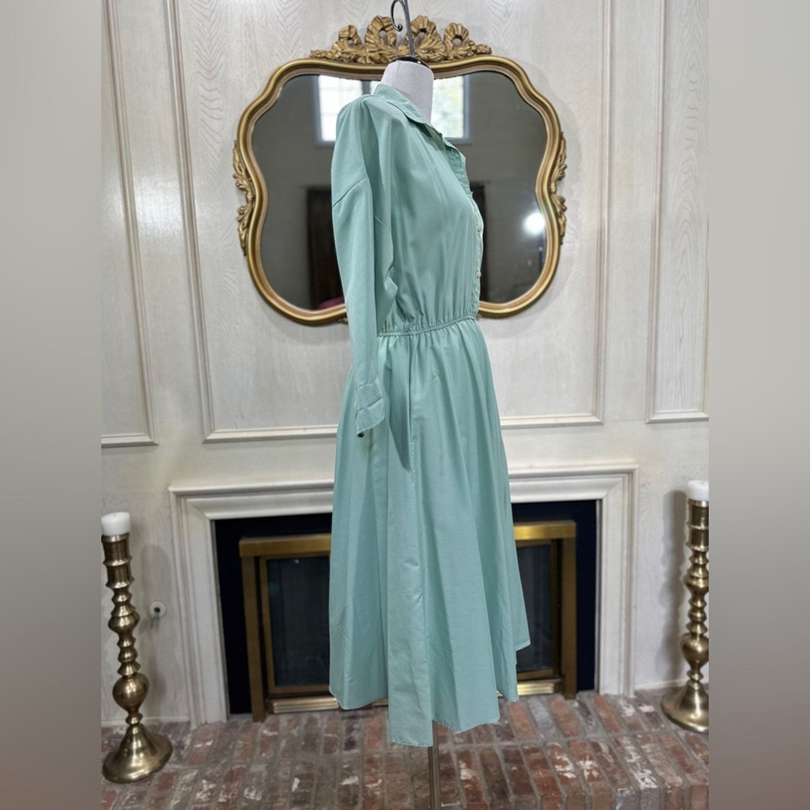 Vintage Vintage 80s Mint Green Dress – The American Shirt Dress Size S / US 4 / IT 40 - 4 Thumbnail