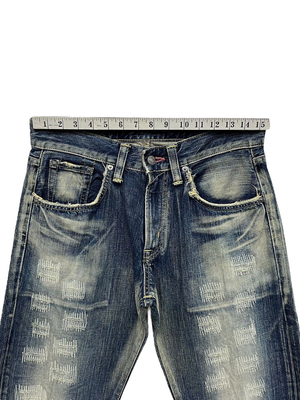 Edwin FYE🔥Vintage EDWIN 504 Japan Grunge ZigZag Distressed Denim Size US 30 / EU 46 - 22 Thumbnail