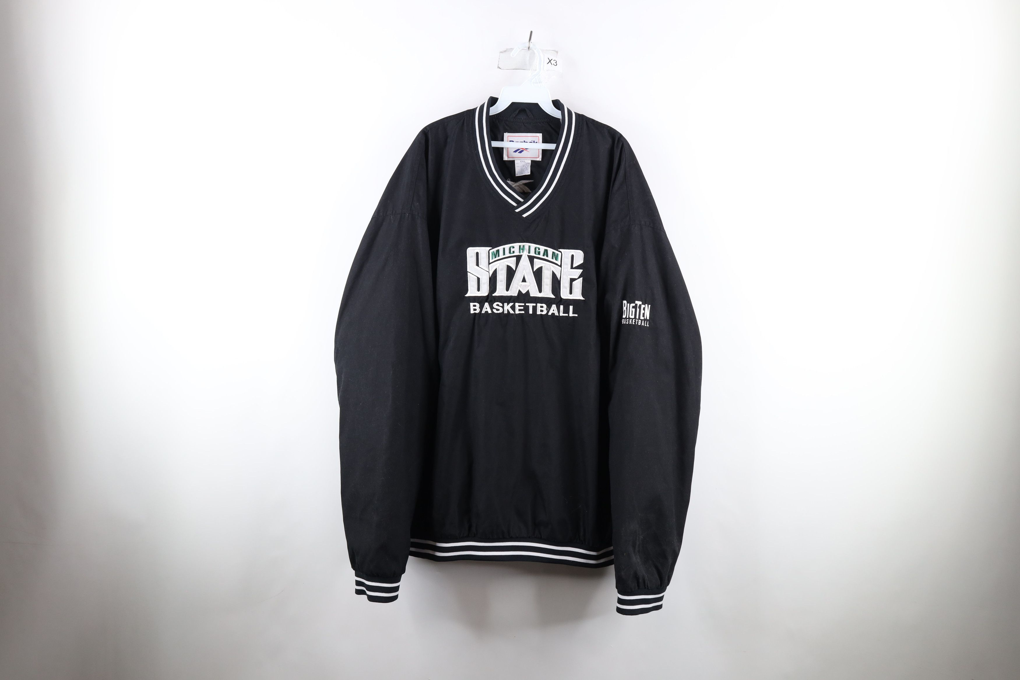 image of 90's Reebok University Basketball Pullover Jacket in Black, Men's (Size 2XL)