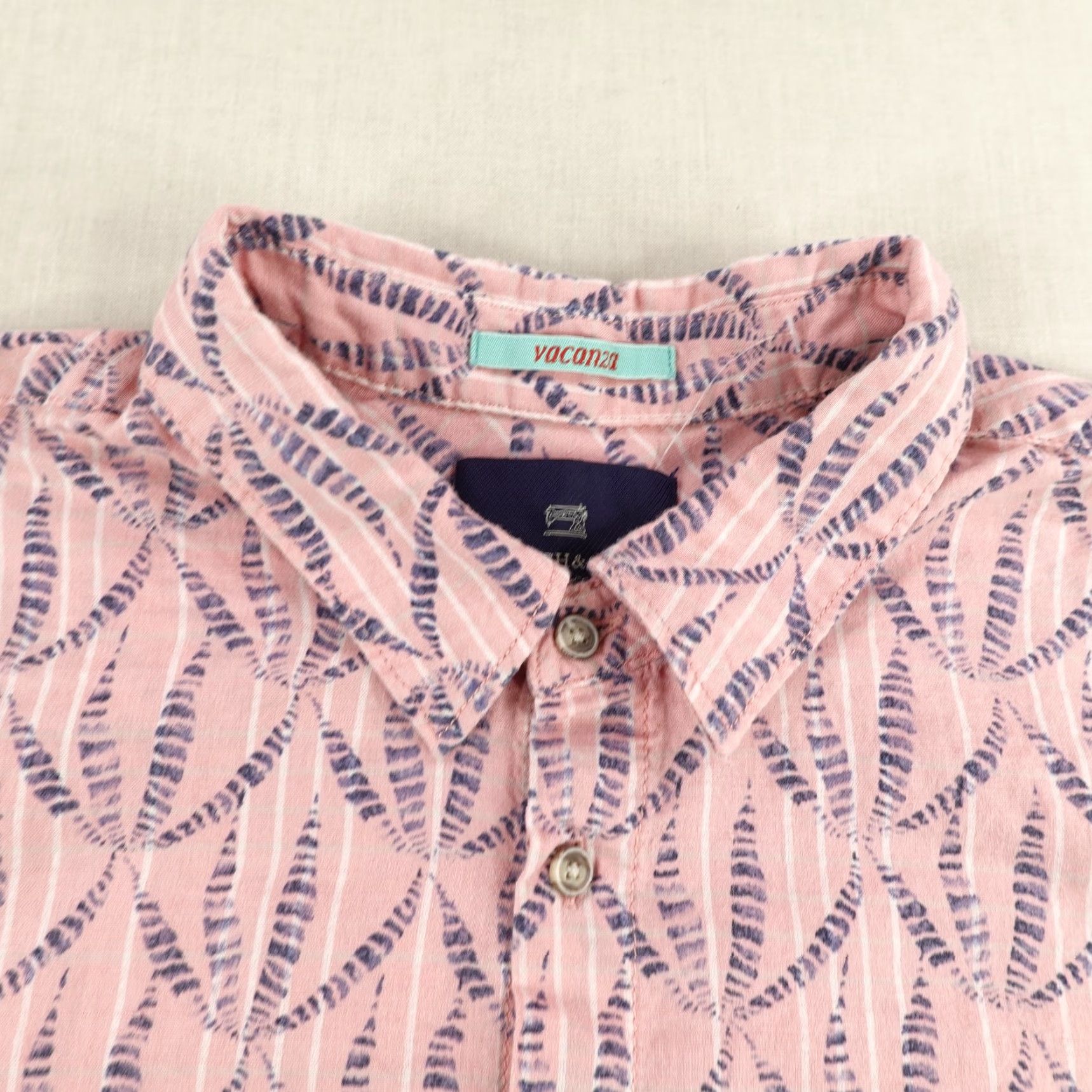 Scotch & Soda VINTAGE Scotch & Soda Shirt Men Large Pink Abstract Geometric Short Sleeve Summer Button-Up Outdoor Size US L / EU 52-54 / 3 - 2 Thumbnail