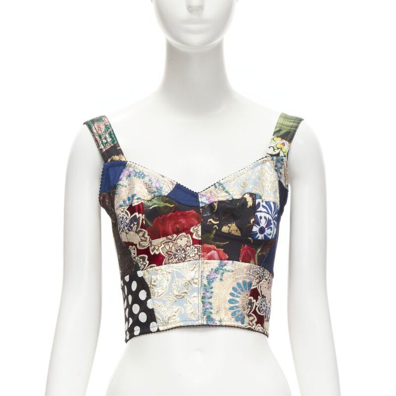 Dolce & Gabbana DOLCE GABBANA 2021 Sicilian Patchwork metallic jacquard boned bustier IT38 XS Size XS / US 0-2 / IT 36-38 - 1 Thumbnail