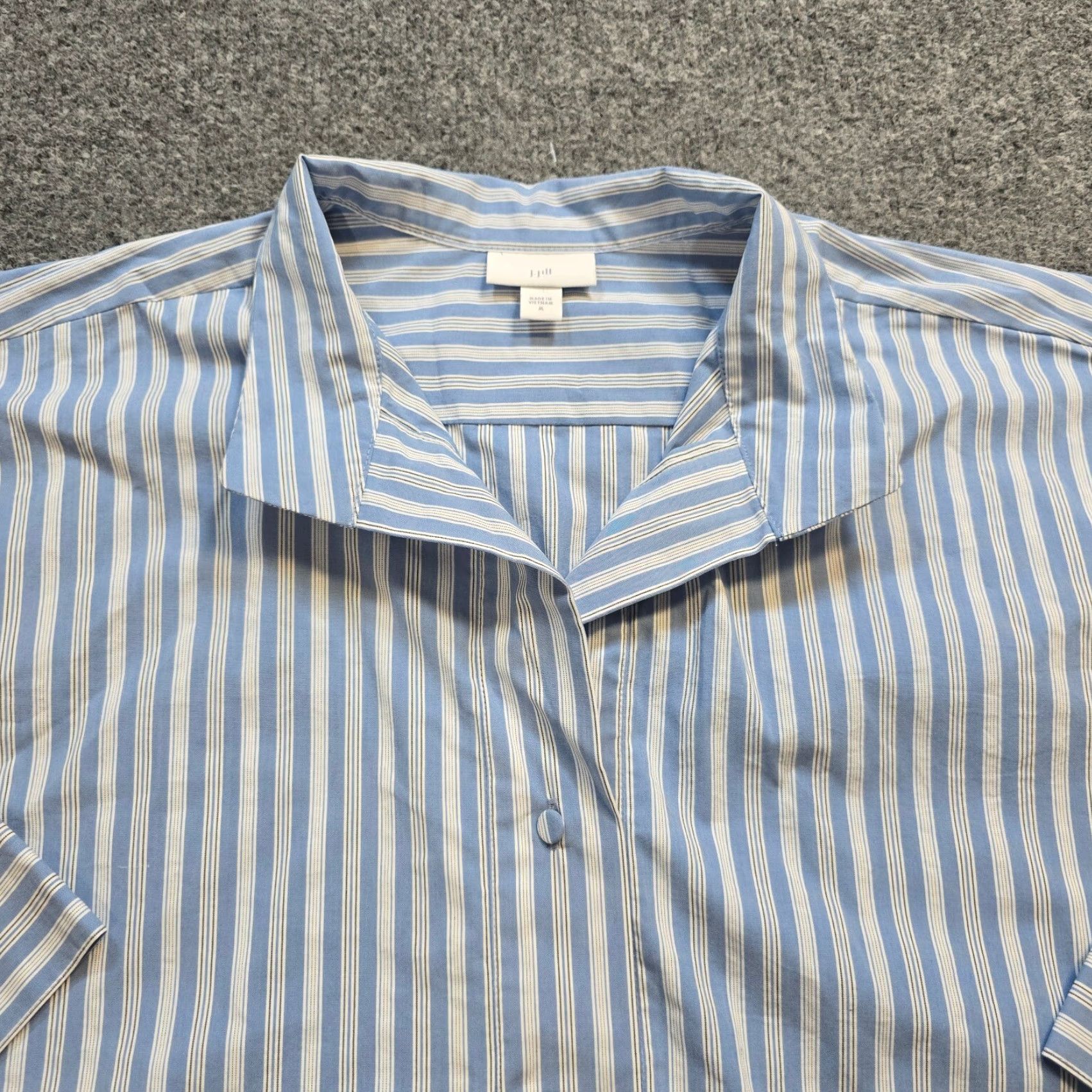 J. Jill J Jill Top Womens Medium Blue Striped 1/4 Button Long Sleeve Business Casual Blouse Cutout? Size M / US 6-8 / IT 42-44 - 2 Thumbnail