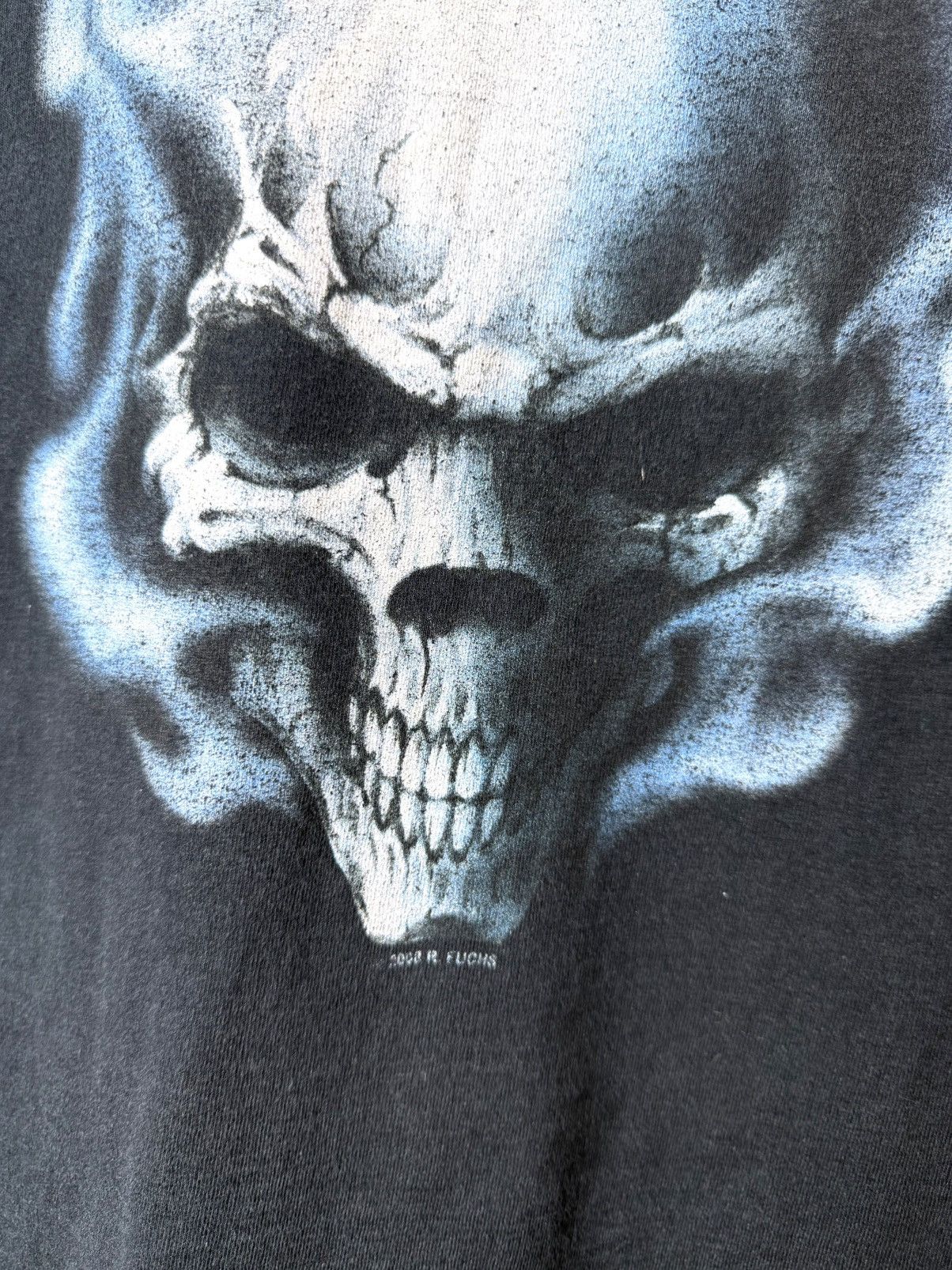 Vintage Vintage Skull In Flame T Shirt Travis Scott Liquid Blue Size US M / EU 48-50 / 2 - 3 Thumbnail