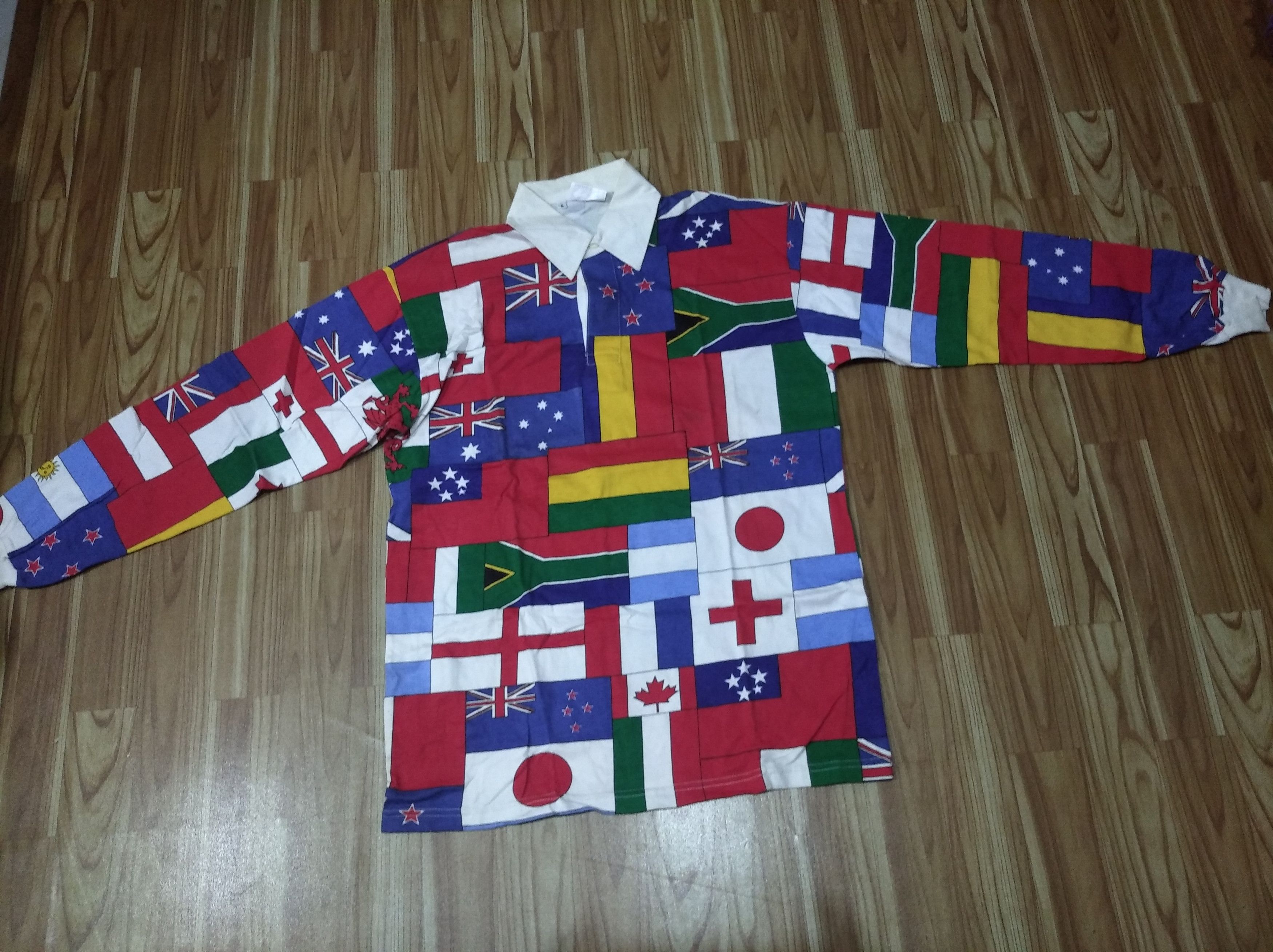 Cotton Traders × Sports Specialties × Vintage Vintage cotton traders flag all print polo shirt rugby style Size US S / EU 44-46 / 1 - 3 Thumbnail