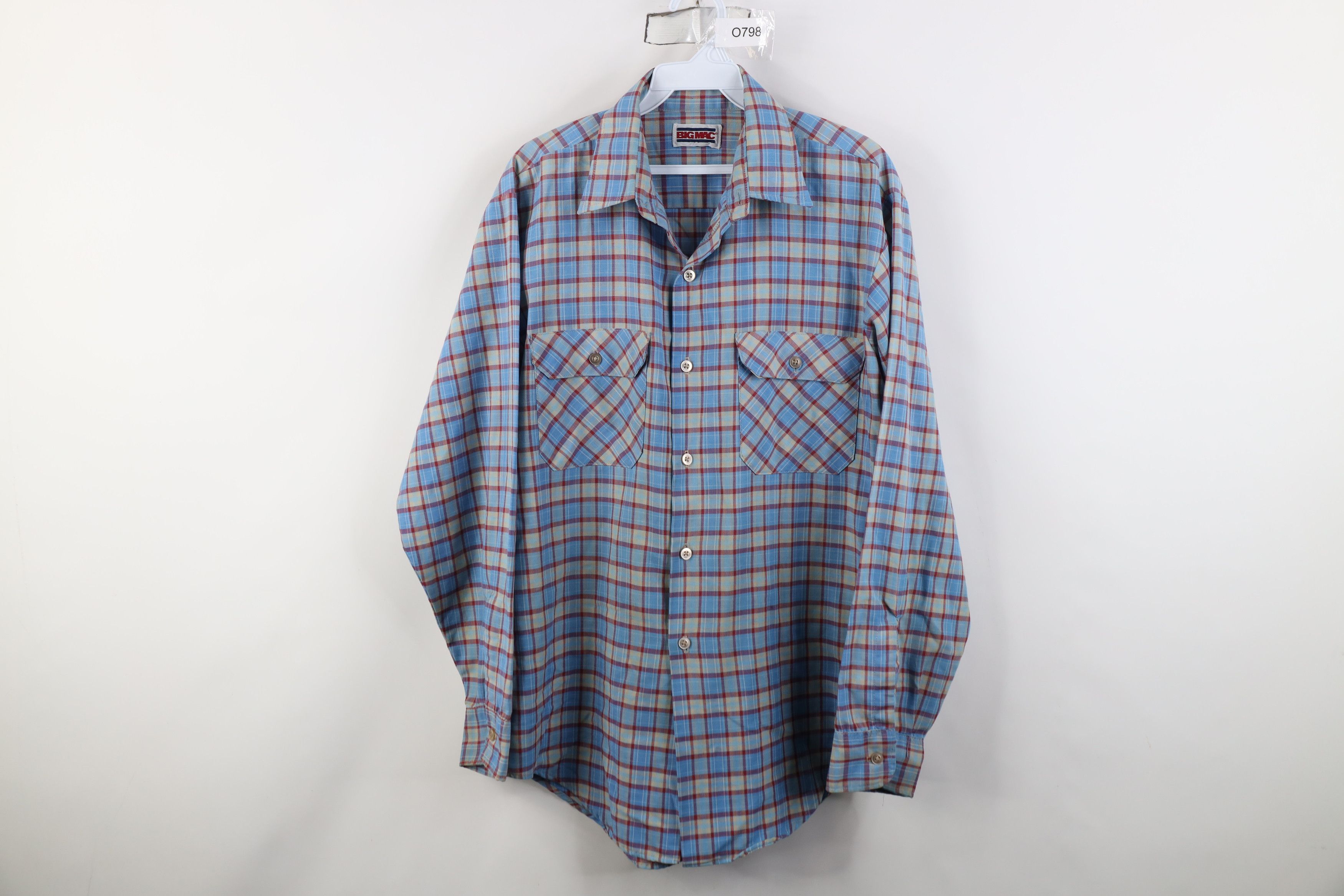 Vintage Vintage 70s Big Mac Knit Collared Button Shirt Plaid USA Size US M / EU 48-50 / 2 - 1 Thumbnail