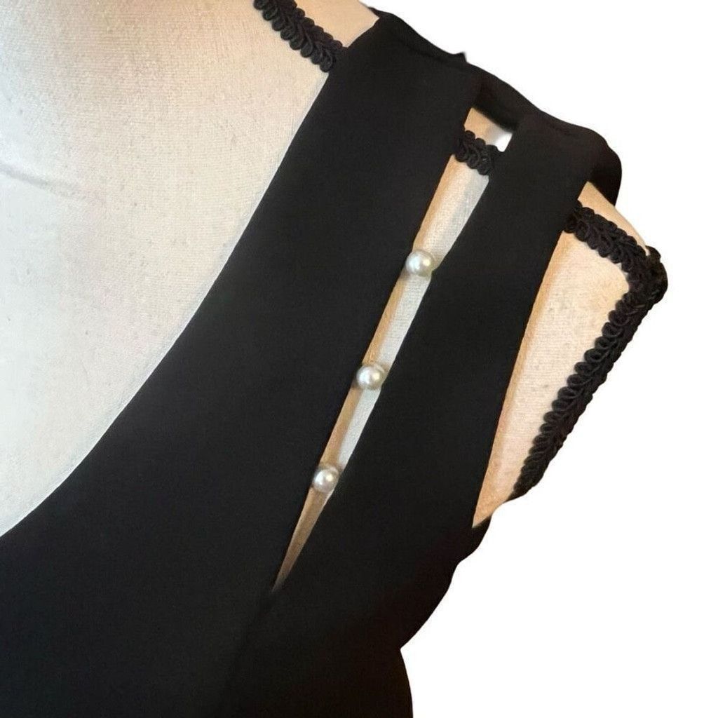 Calvin Klein Calvin Klein Pearl Black Cocktail Corporate Midi Dress 4 Size S / US 4 / IT 40 - 3 Thumbnail