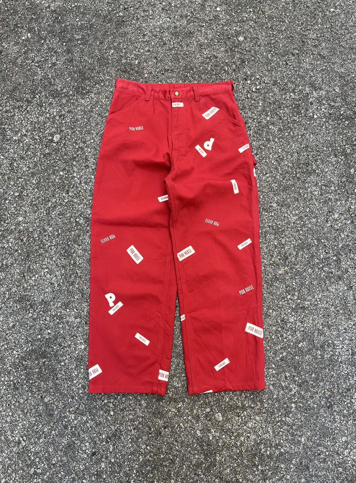 Karl Helmut Pink House Carpenter Pants Red Japanese Workwear Size US 29 - 4 Thumbnail