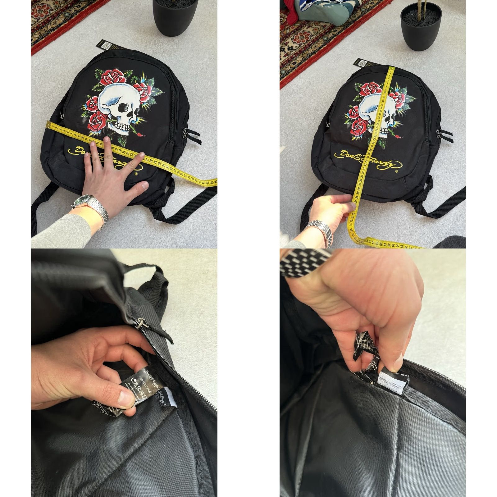 Ed Hardy VINTAGE Ed Hardy Backpack Y2K Big Logo Black Mens Medium Backpack 90s Retro Streetwear Skull Tattoo Designer Japan Style Avamt Garde Size ONE SIZE - 8 Thumbnail