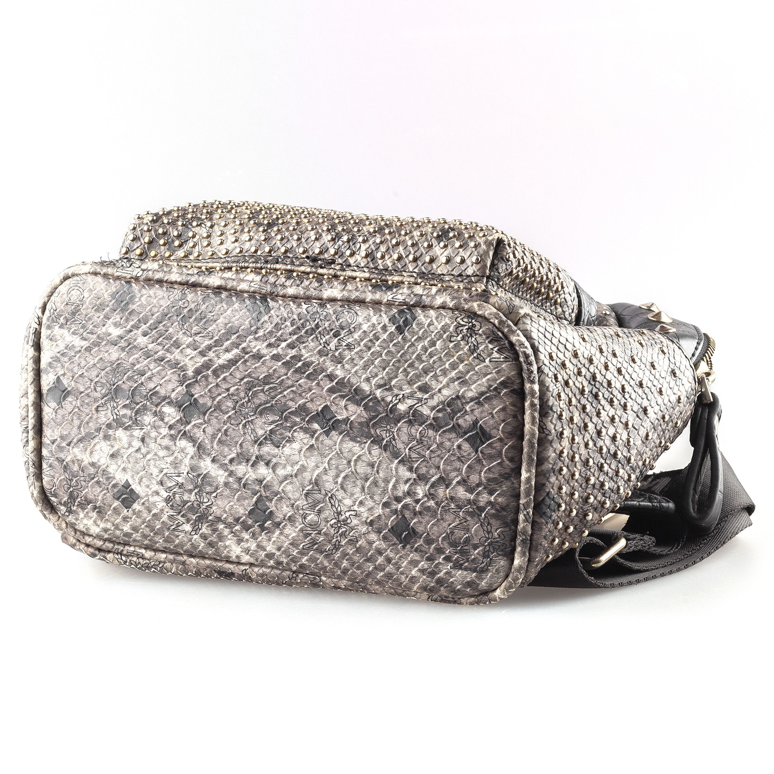 MCM MCM Gray Snakeskin Studded Backpack Size ONE SIZE - 3 Thumbnail