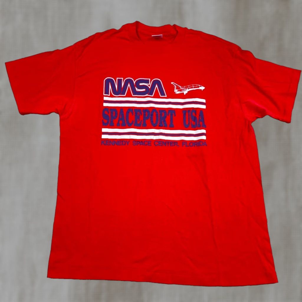 NASA VINTAGE NASA Shirt Men XL Red 80s 90s Single Stitch Kennedy Space Center Rocket Mens T-Shirt Crew Neck Cotton Logo Outdoors 90s Theme Size US XL / EU 56 / 4 - 1 Thumbnail