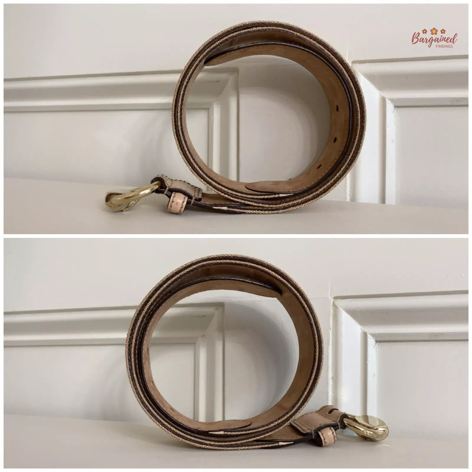 Gucci Gucci Monogram Canvas Calfskin Gold Horsebit Buckle Belt Size 34 - 5 Thumbnail
