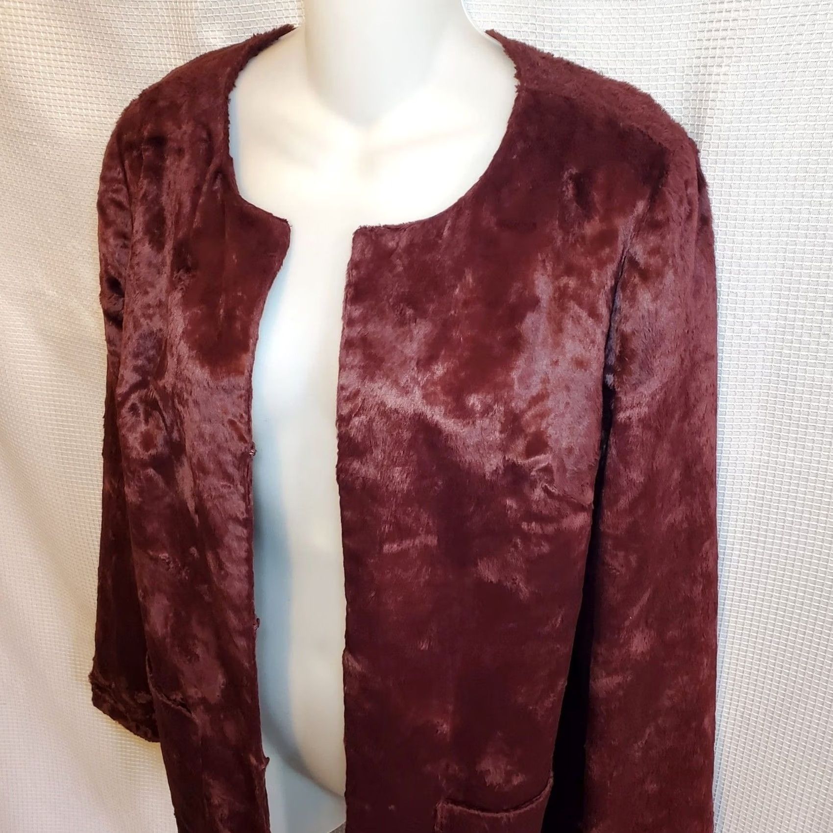 Habitat Tabitha Anthropologie Coat Womens Sm Burgundy Faux Fur City Party Talley Sz Size S / US 4 / IT 40 - 3 Thumbnail