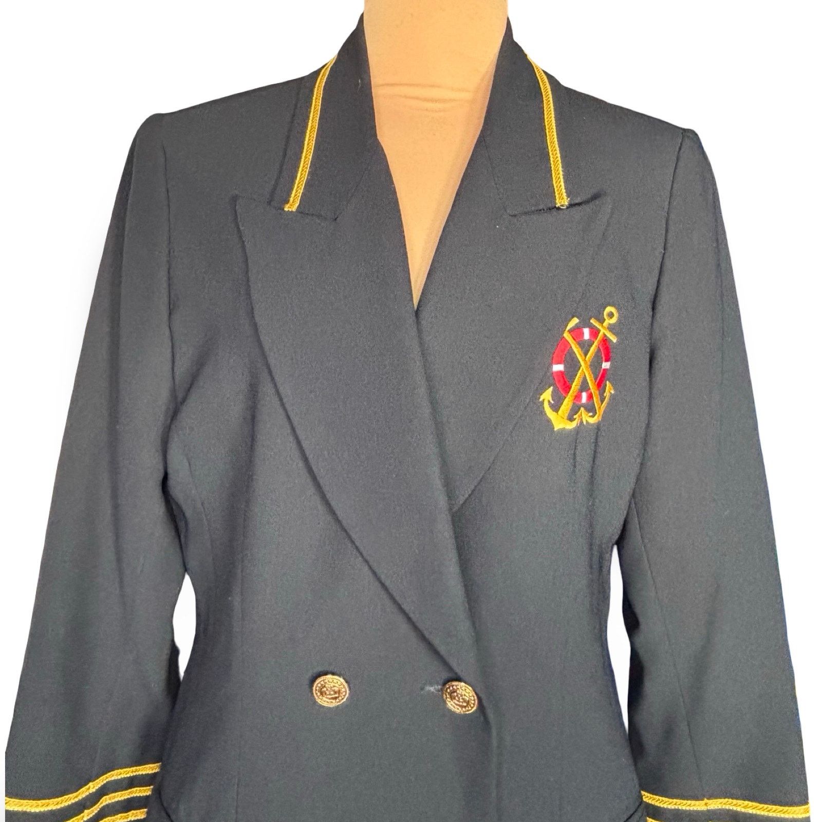 Vintage Vintage Eva Polini Nautical Navy Blazer Gold Buttons Anchor Size XL / US 12-14 / IT 48-50 - 4 Thumbnail