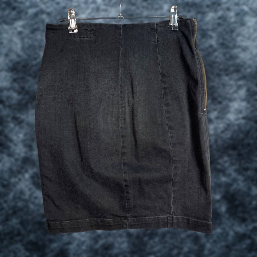 Vintage Current/Elliott Womens Skirt Pencil Denim Black Size 3 Short Zipper 3 Size 26" / US 2 / IT 38 - 1 Thumbnail