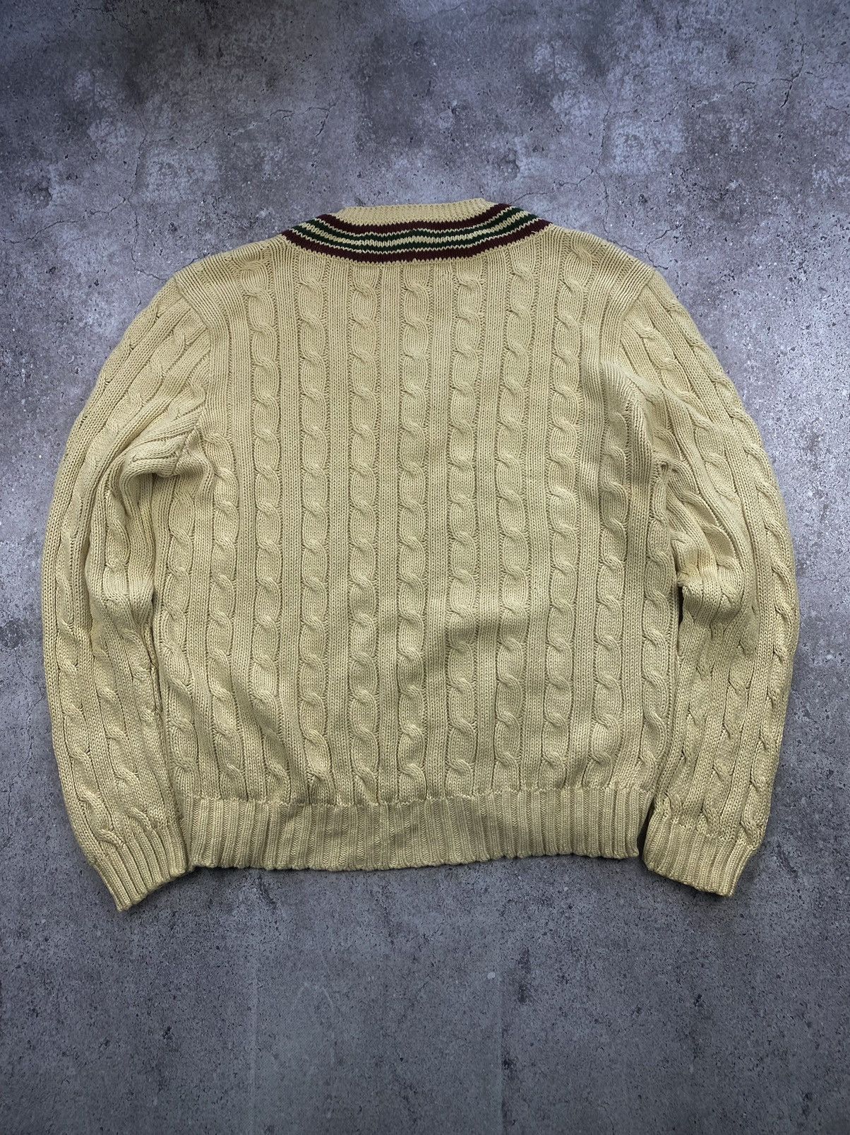 Polo Ralph Lauren × Vintage Vintage Polo by Ralph Lauren V-Neck Cable Knit Sweater Size US XXL / EU 58 / 5 - 6 Thumbnail