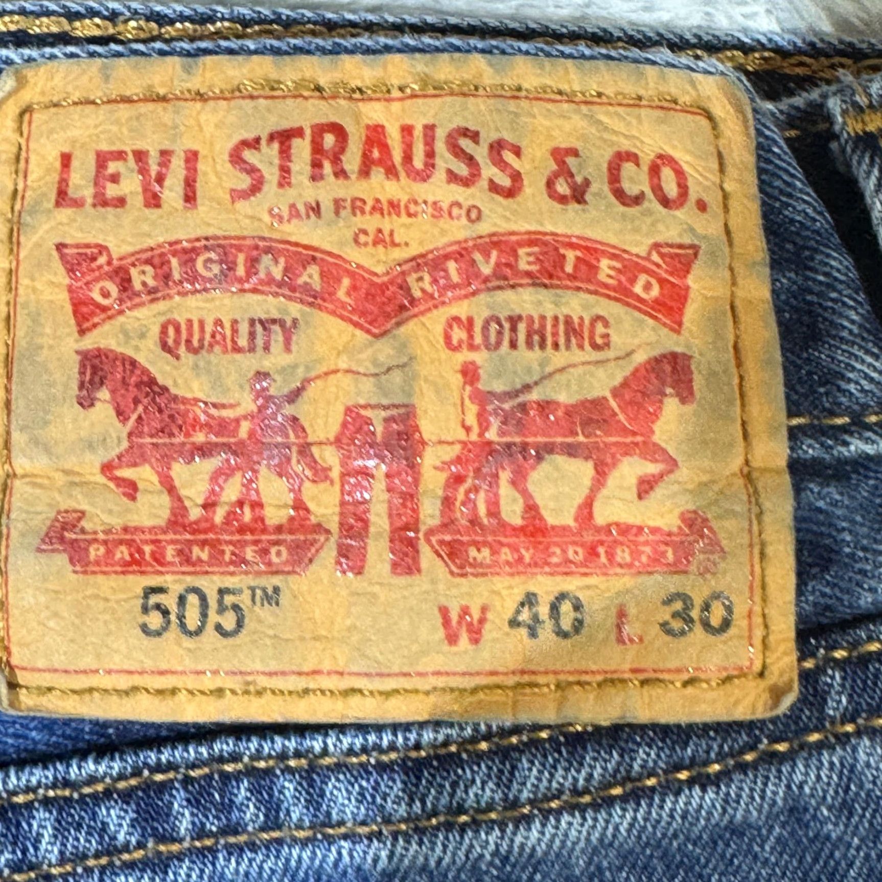 Levi's Levi's 505 Jeans Mens 40x30 Blue Medium Wash Straight Denim 5-Pocket Zip Fly Regular Rise Size US 40 / EU 56 - 3 Thumbnail