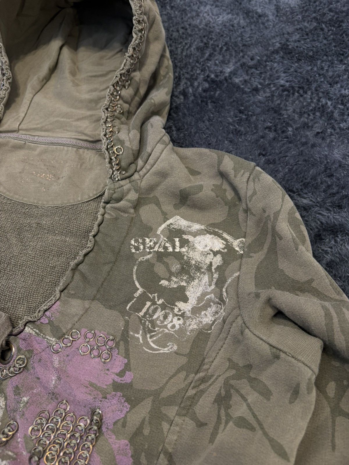 Hysteric Glamour × Undercover 00s Camo Studded Hysteric Glamour Vibe Y2K Style Hoodie Size L / US 10 / IT 46 - 4 Thumbnail