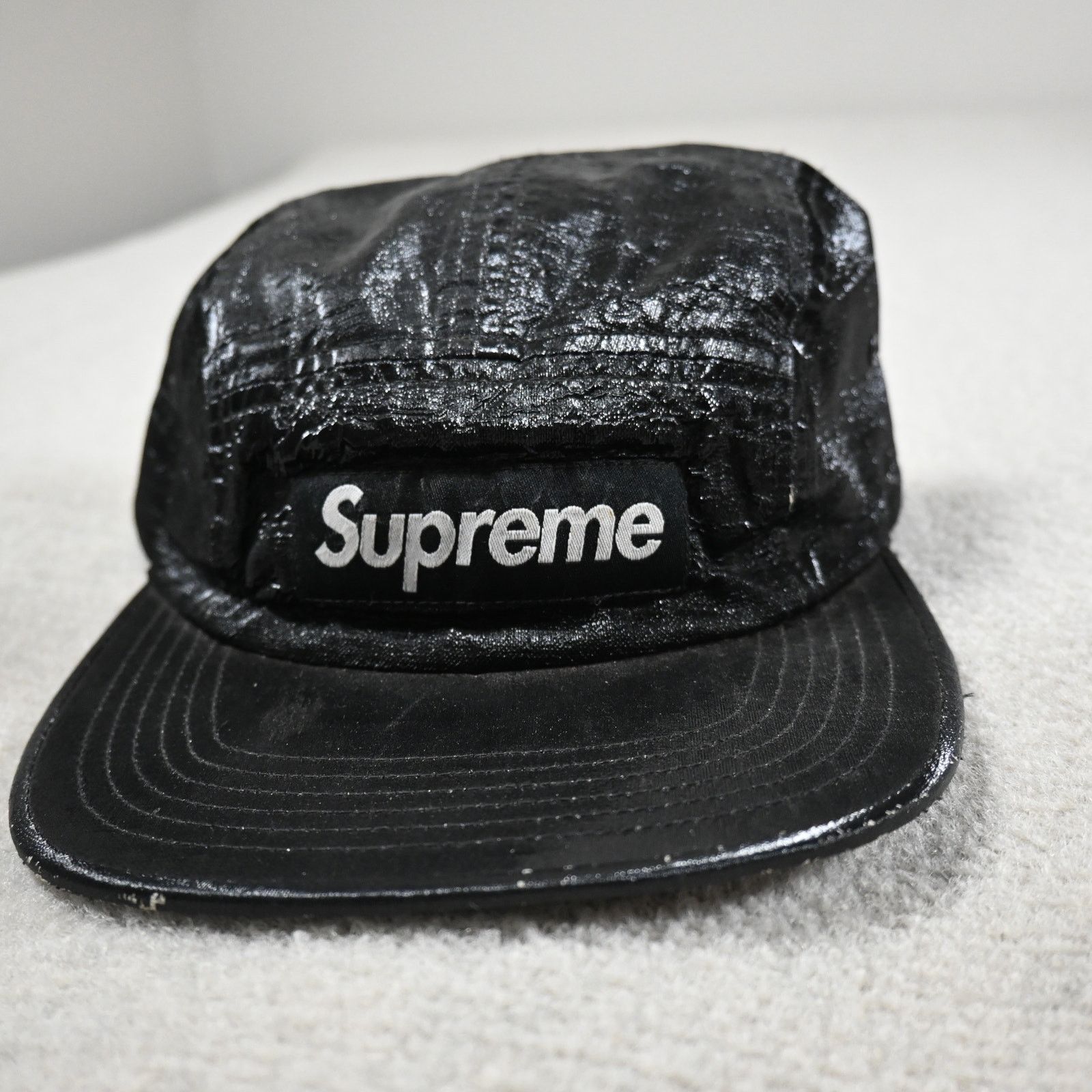 Supreme Supreme Metallic Camp Cap Black Coated 5 Panel Strapback Size ONE SIZE - 1 Thumbnail