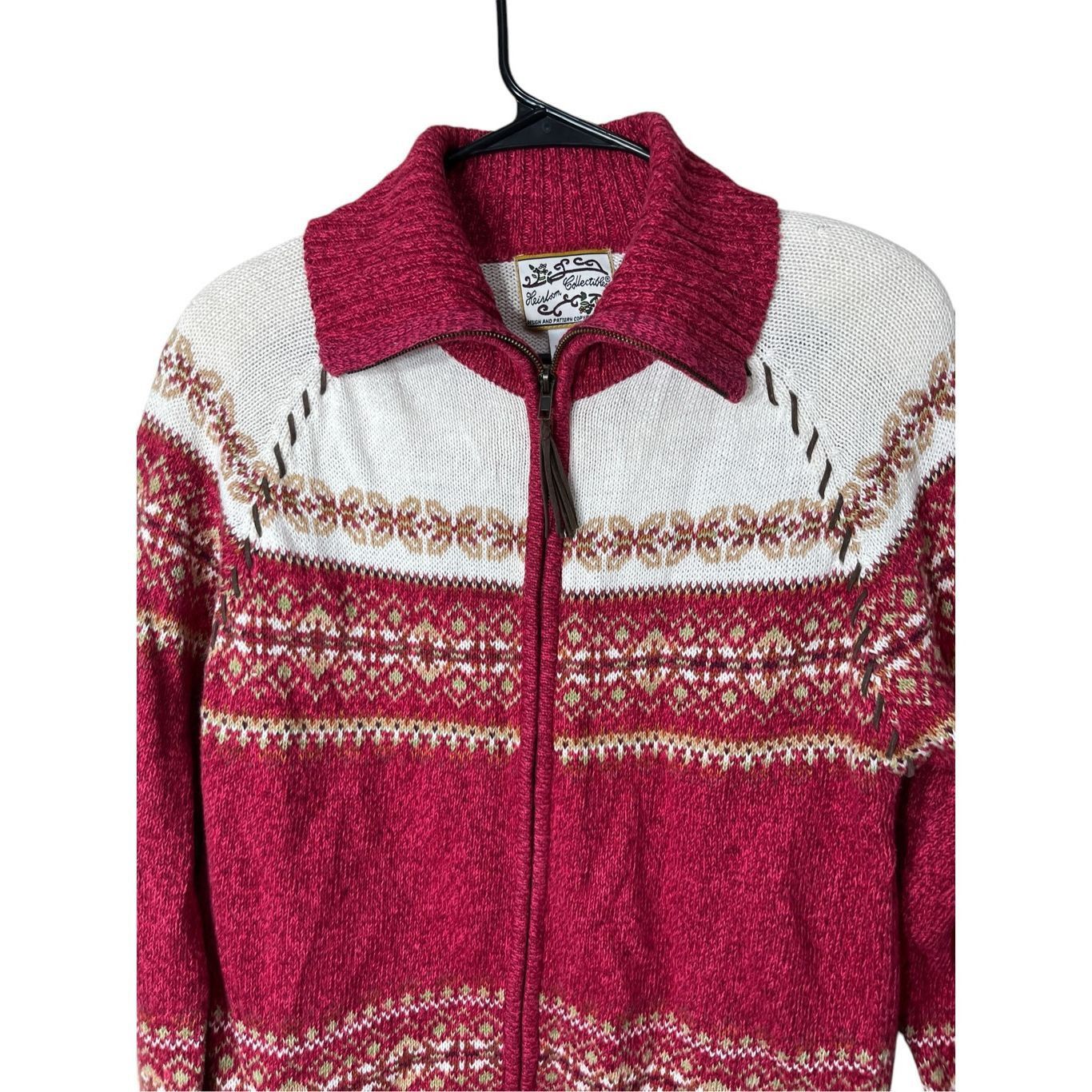 Other Vintage Heirloom Collectibles Cardigan Sweater Zip Up Red Fa Size S / US 4 / IT 40 - 2 Thumbnail