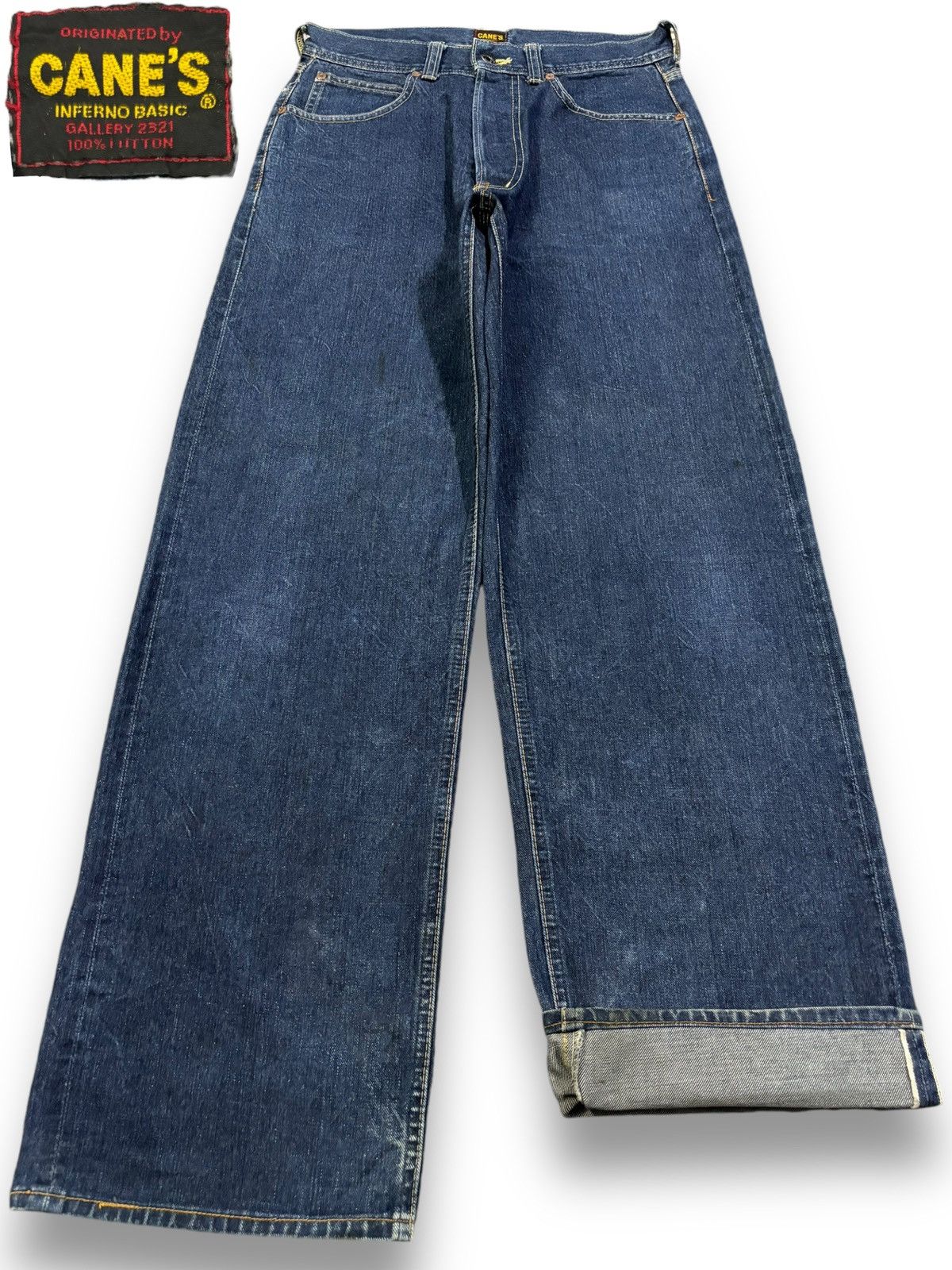 Sugar Cane Vintage 1990s Sugar Cane’s Selvedge Buckle Back Baggy Jeans Size US 30 / EU 46 - 1 Thumbnail