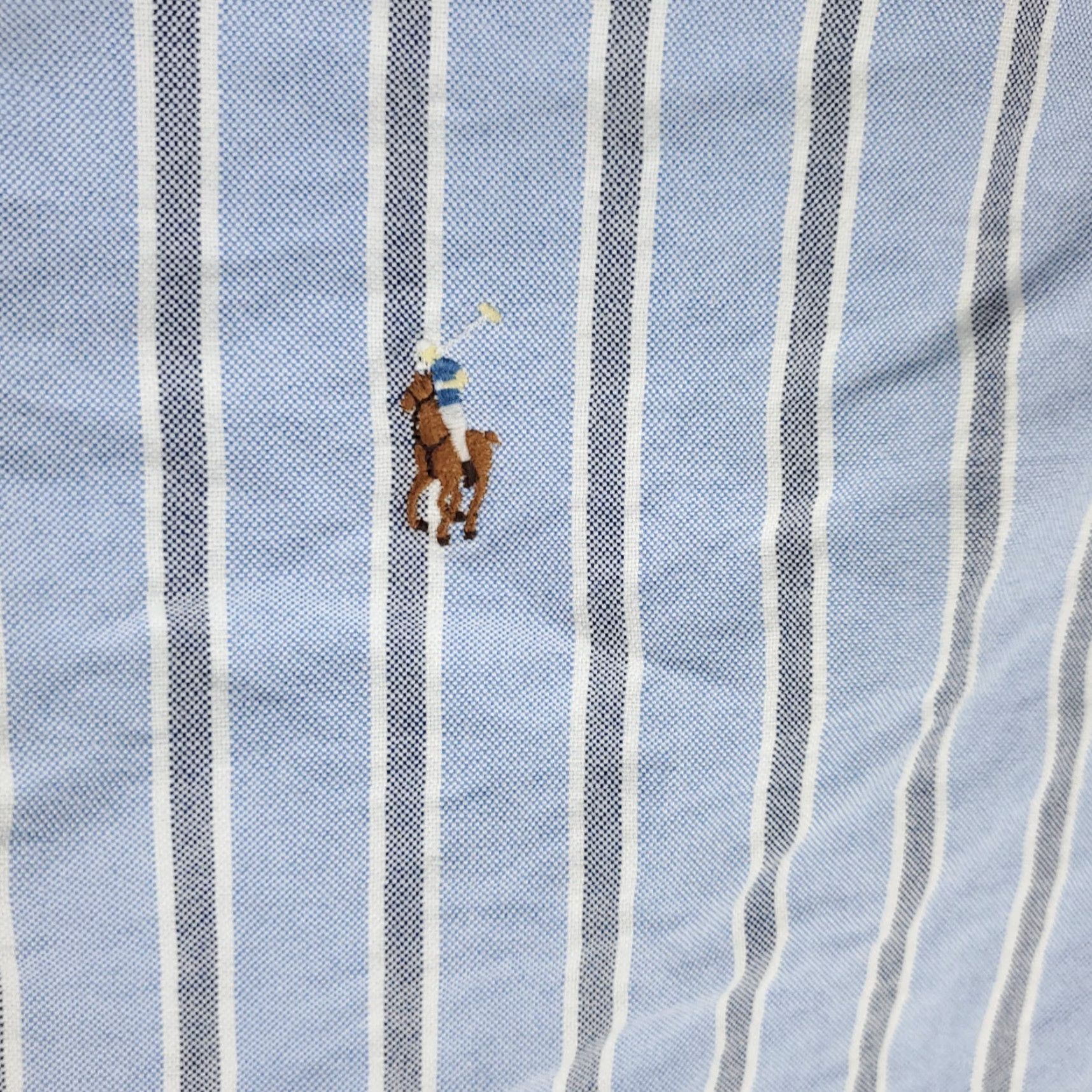 Ralph Lauren Ralph Lauren Shirt Mens 17.5 Blue Striped Pony Dress Button Up Long Sleeve Shirt Size 48R - 2 Thumbnail