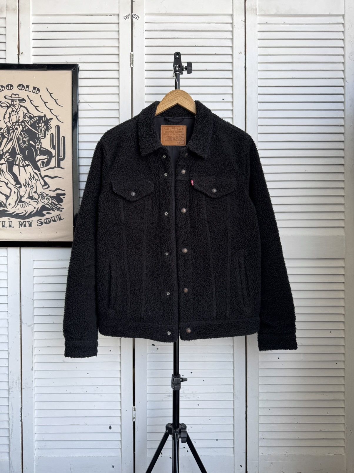 Levi's Levi’s Sherpa Fleece Trucker Jacket Black Size US M / EU 48-50 / 2 - 3 Thumbnail