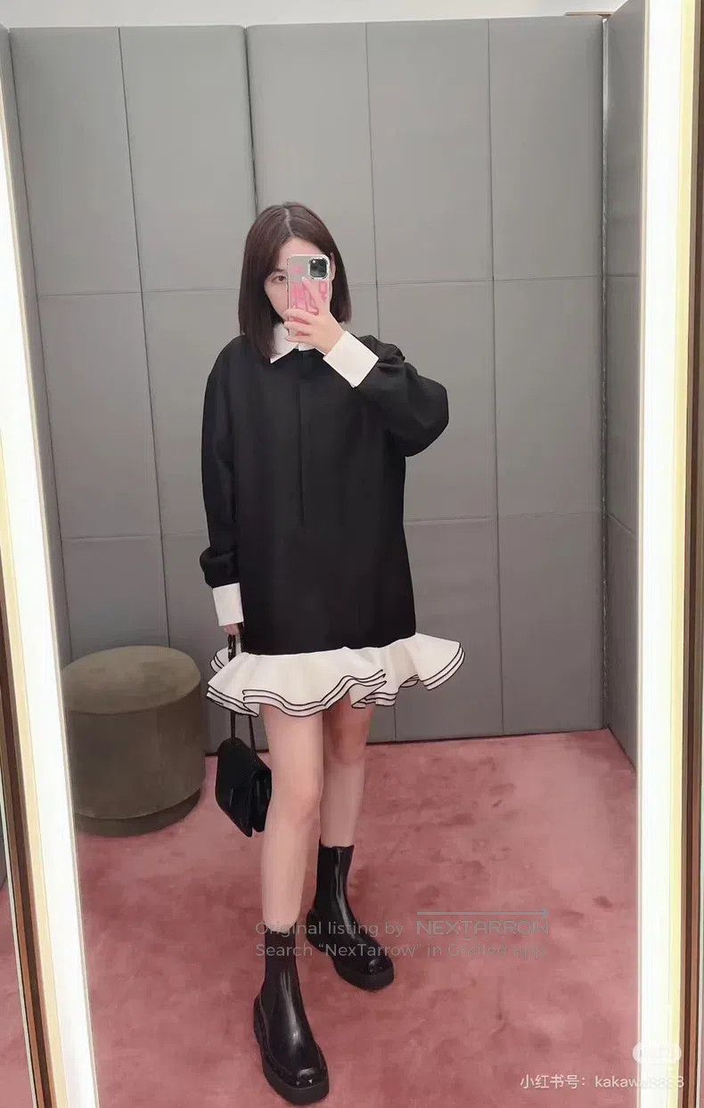 Valentino Valentino Black and white ruffled skirt dress Size M / US 6-8 / IT 42-44 - 7 Thumbnail