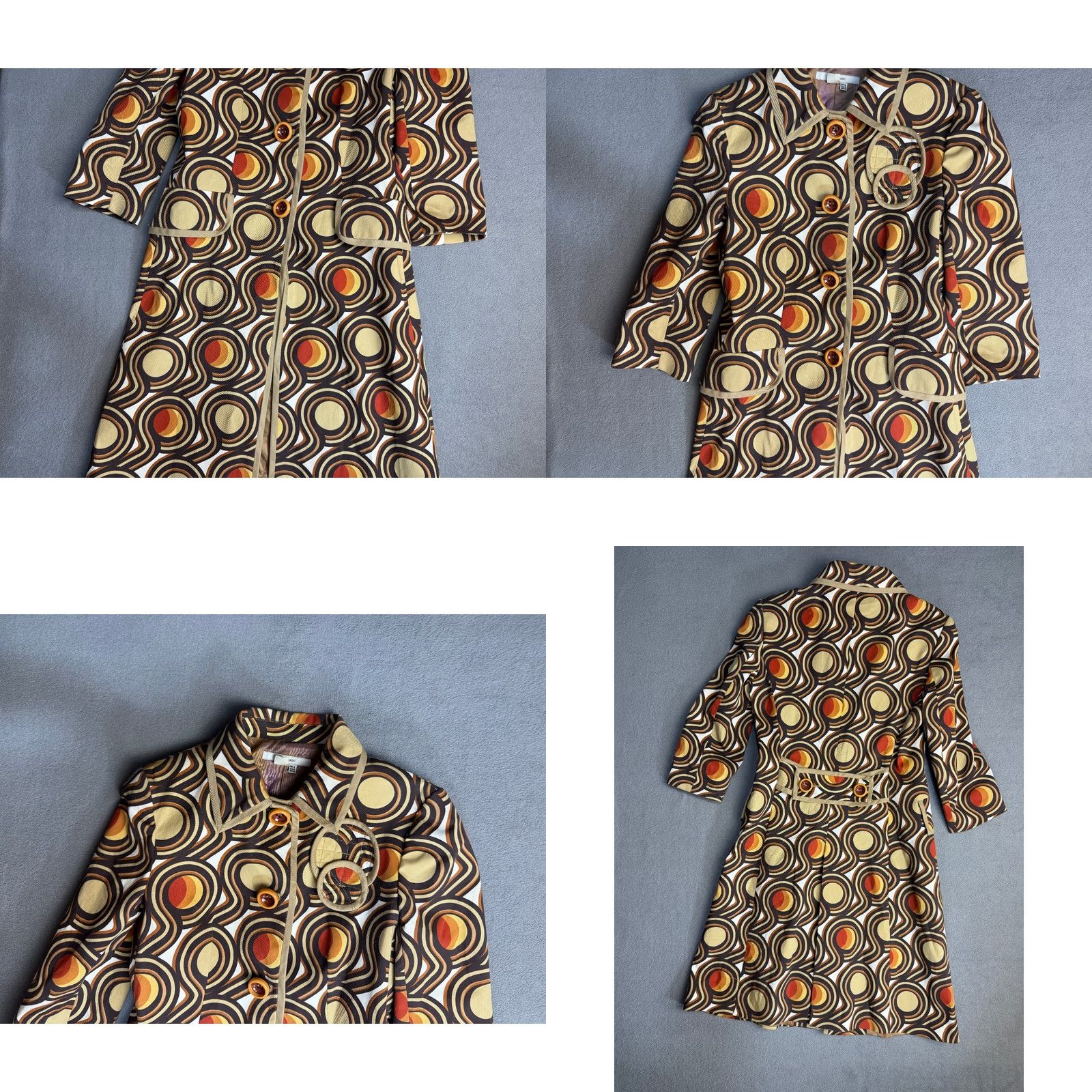 Zara ZARA Basic Vintage Style 60s Brown Coat Womens M Overcoat Cotton Brown Size M / US 6-8 / IT 42-44 - 8 Thumbnail