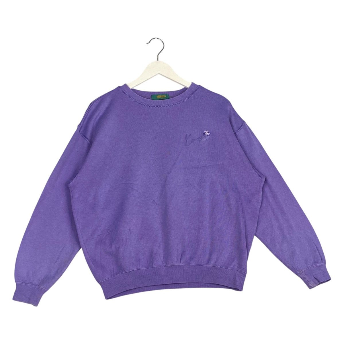 Kenzo × Vintage Vintage Kenzo Embroidered Crewneck Sweatshirt Purple Size L / US 10 / IT 46 - 3 Thumbnail