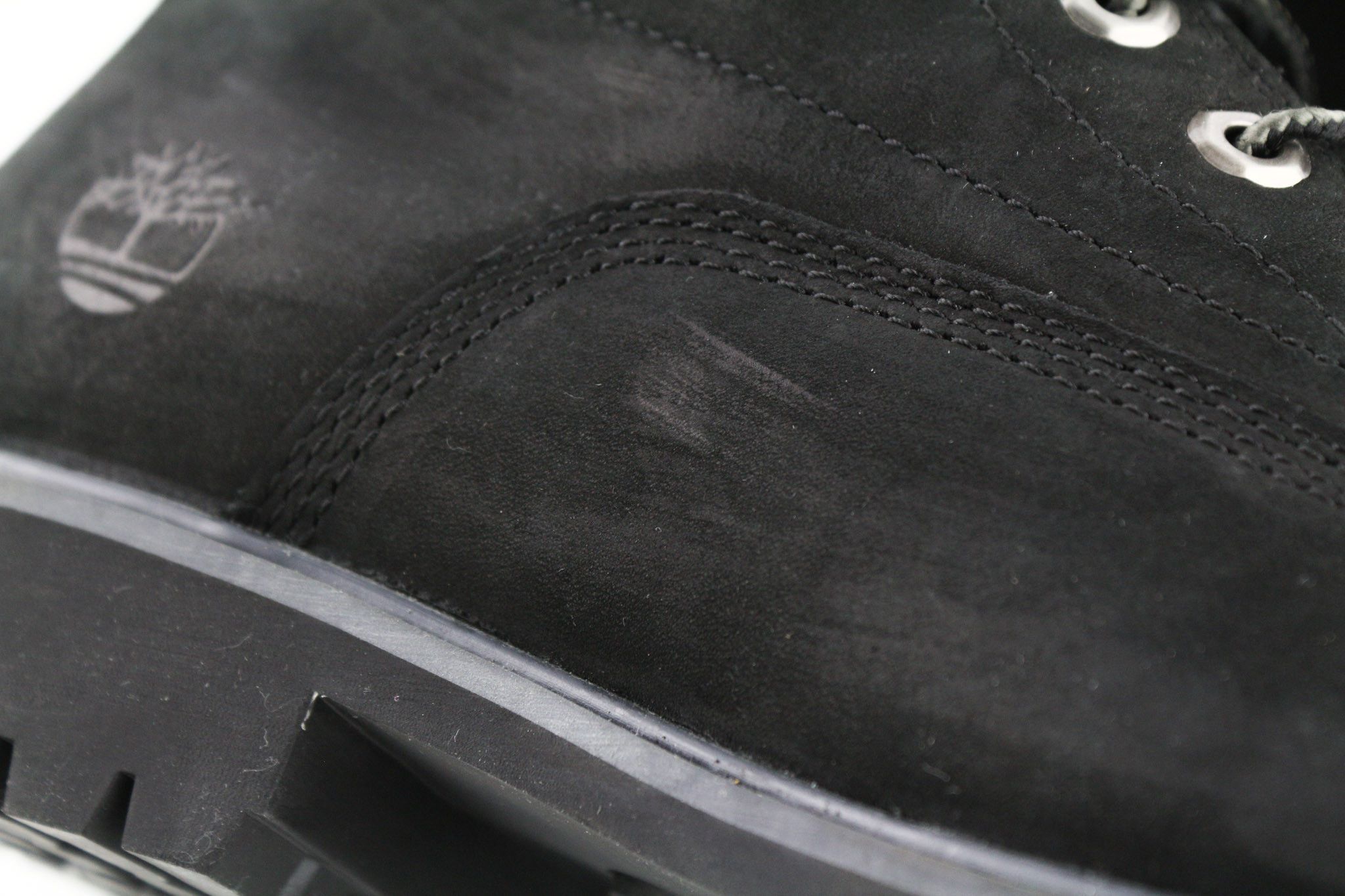 6939R UK7.5 Leather Black Round Toe High Top Boots 79933