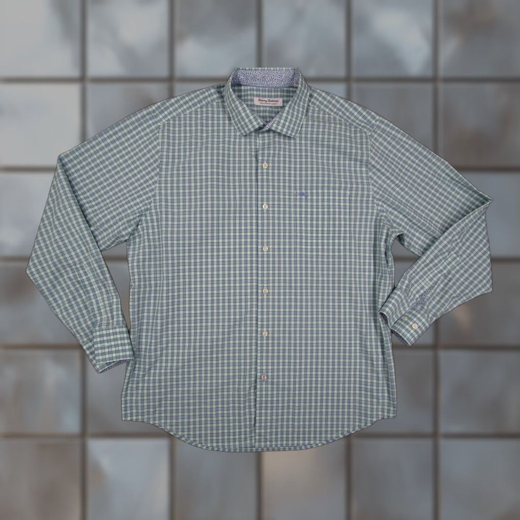 Tommy Bahama Tommy Bahama Shirt Mens Large Green Blue Plaid Newport Coast Pima Cotton Casual Size US L / EU 52-54 / 3 - 1 Thumbnail