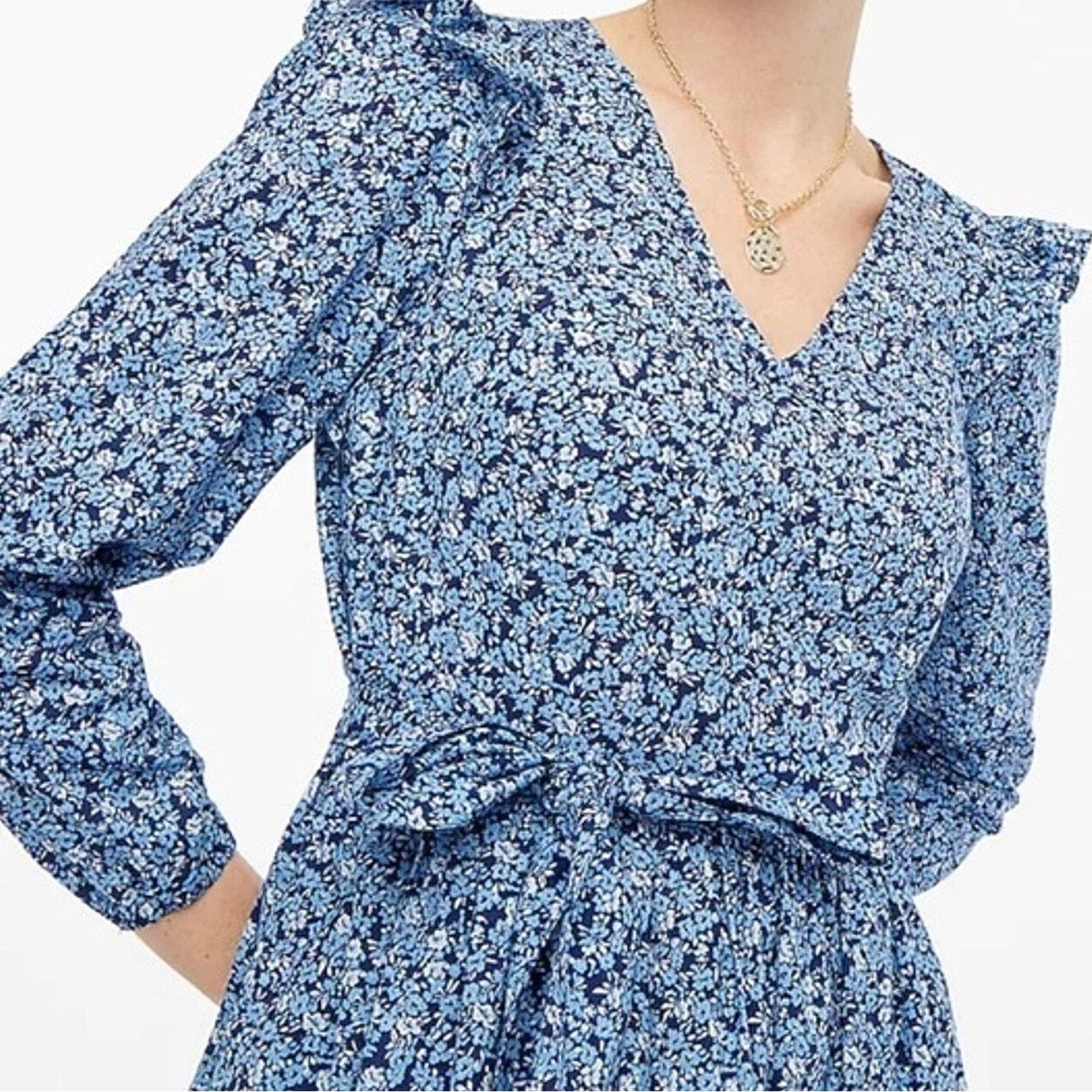 J.Crew J.Crew Blue Lightweight Cotton Puff-sleeve Mini Dress, S Size S / US 4 / IT 40 - 4 Thumbnail