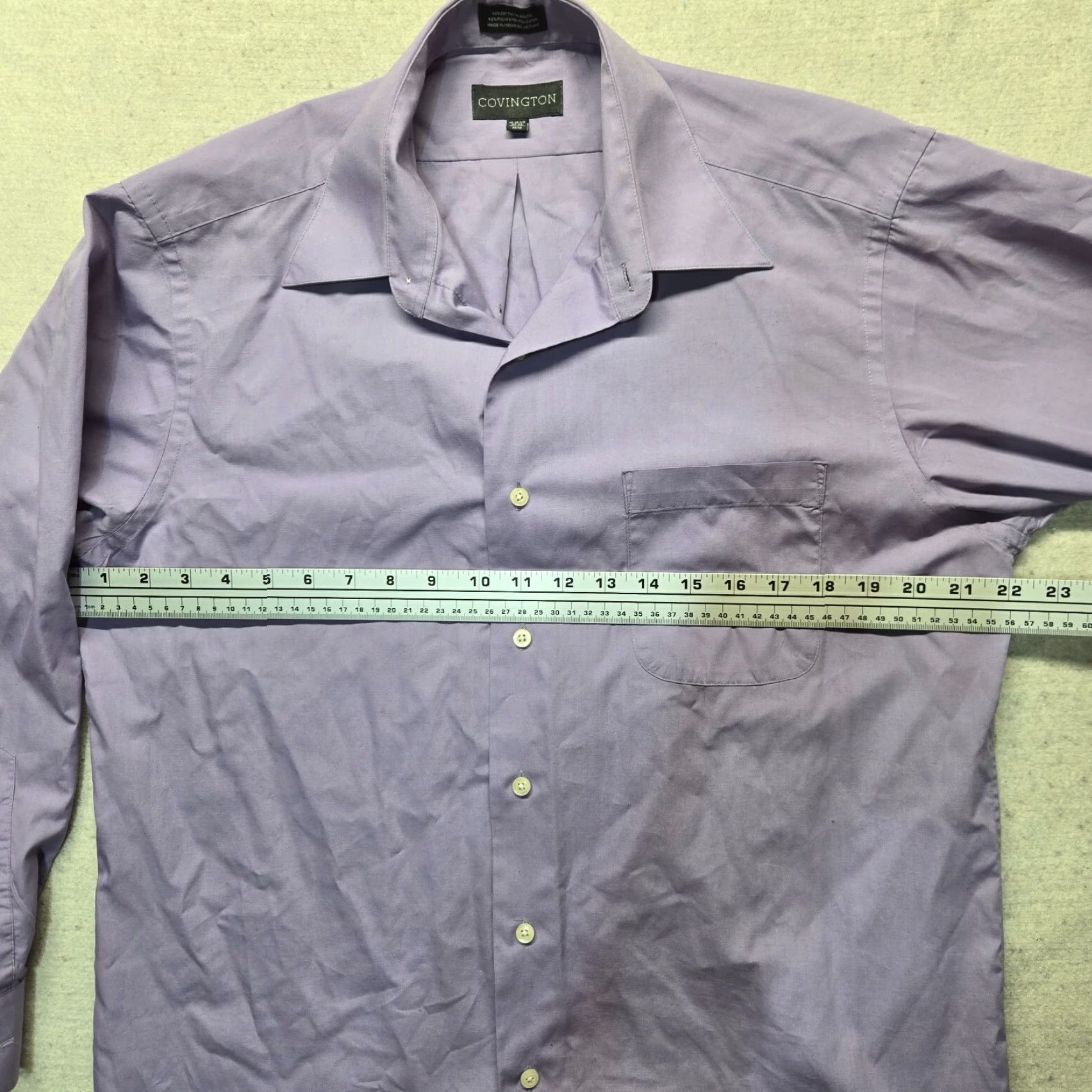 Vintage Covington Solid Purple Button Up Dress Long Sleeve Shirt Adult Men’s M 15 15.5 Size 40R - 4 Thumbnail