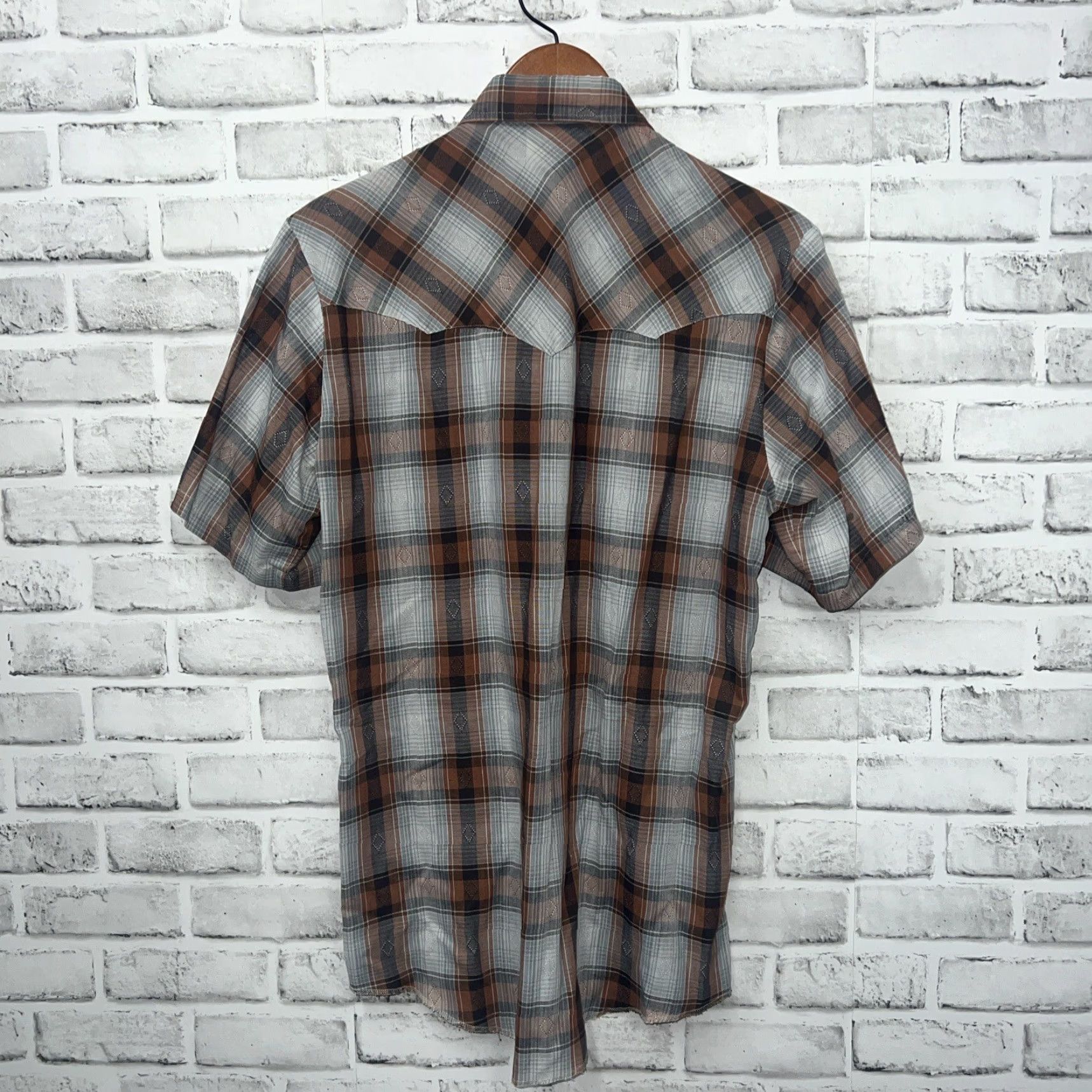 Ariat VINTAGE Dan River Lariat Fabrics Plaid Shirt Mens Size S Brown Snap Button Short Sleeve Size US S / EU 44-46 / 1 - 4 Thumbnail