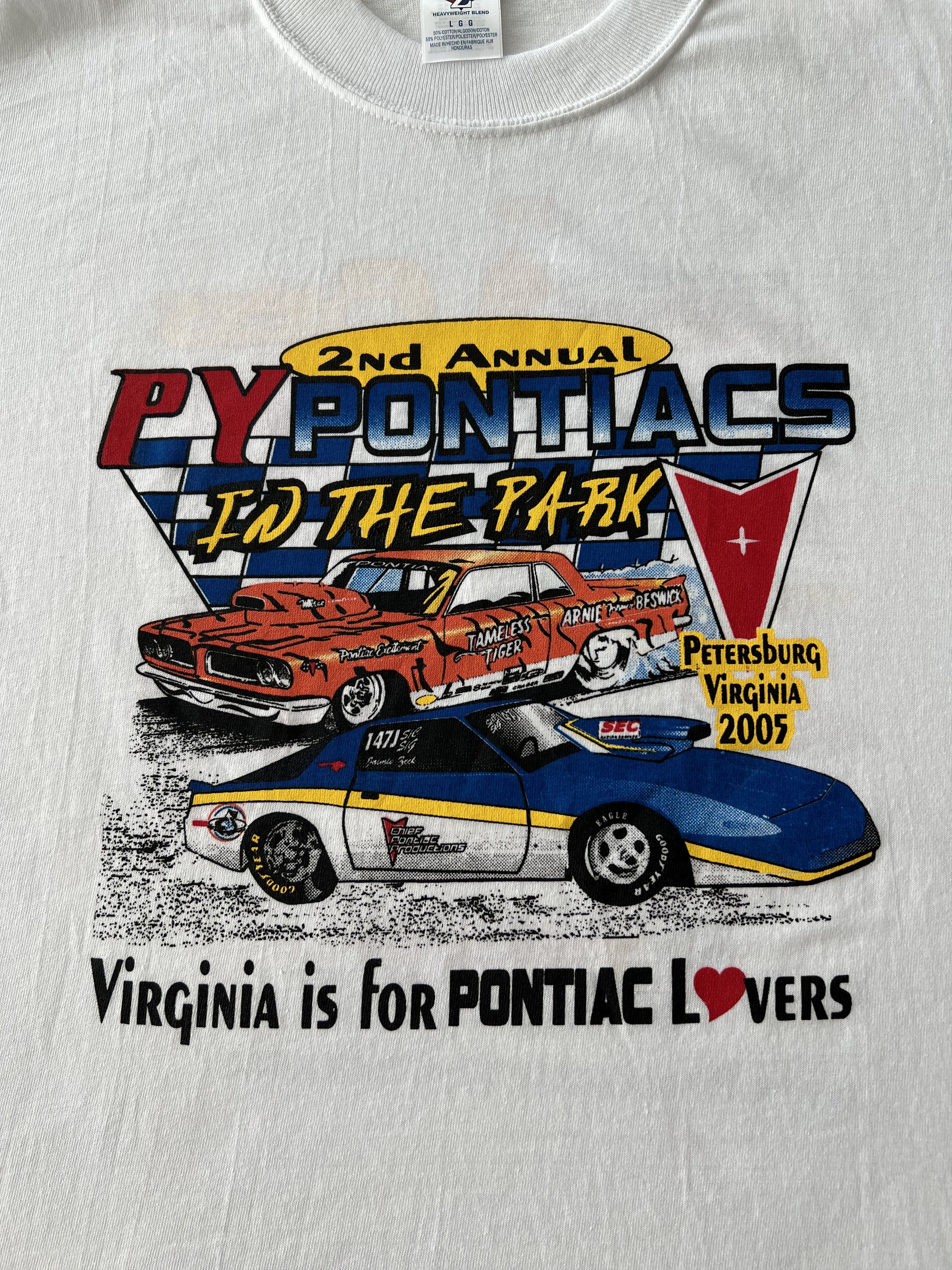 Vintage Vintage 2005 Pontiac Virginia Motorsports Park White T-shirt Size US L / EU 52-54 / 3 - 4 Thumbnail