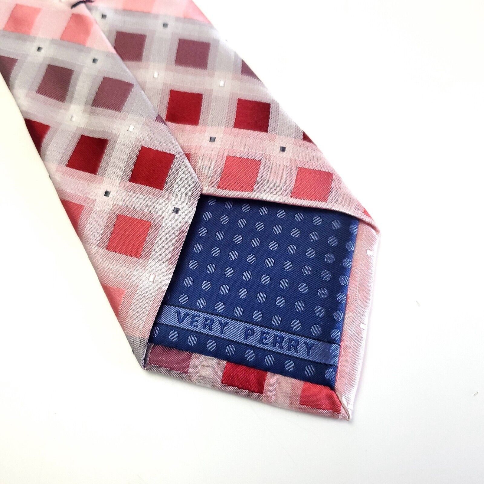Perry Ellis Perry Ellis Portfolio Red Woven Plaid Skinny Silk Tie Size ONE SIZE - 4 Thumbnail