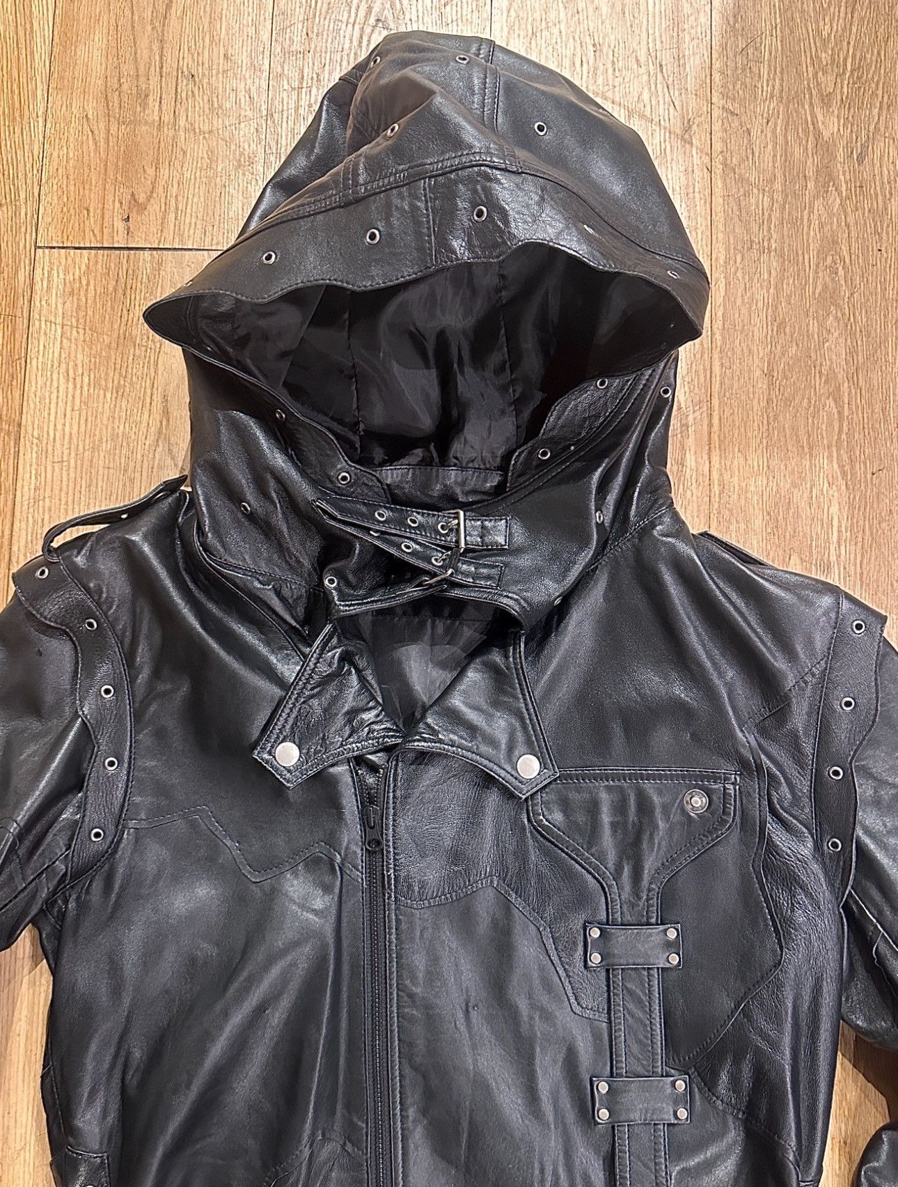 ジャケット・アウター yasuyuki ishii coated hooded coat Yasuyuki Ishii Hooded Leather Jacket
