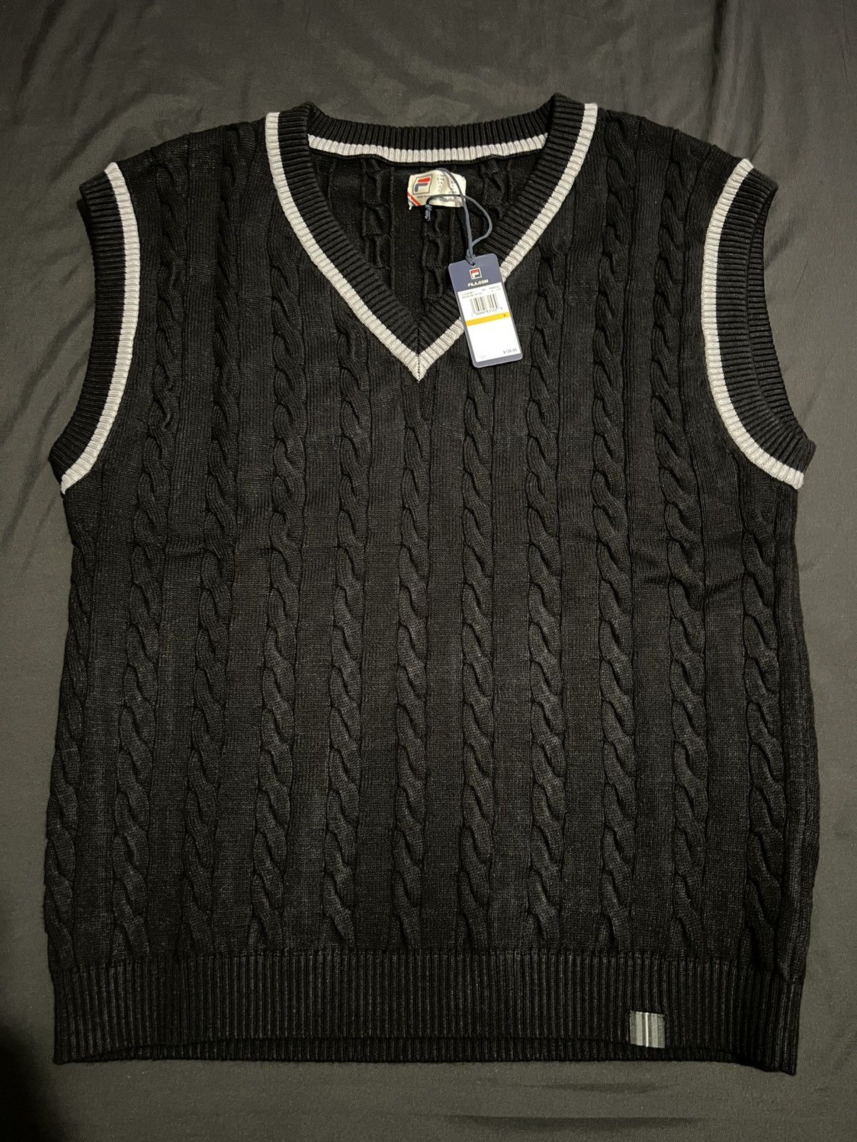 Fila Fila Men's Baseline Cable Knit Vest Black Size Small Size US S / EU 44-46 / 1 - 1 Thumbnail