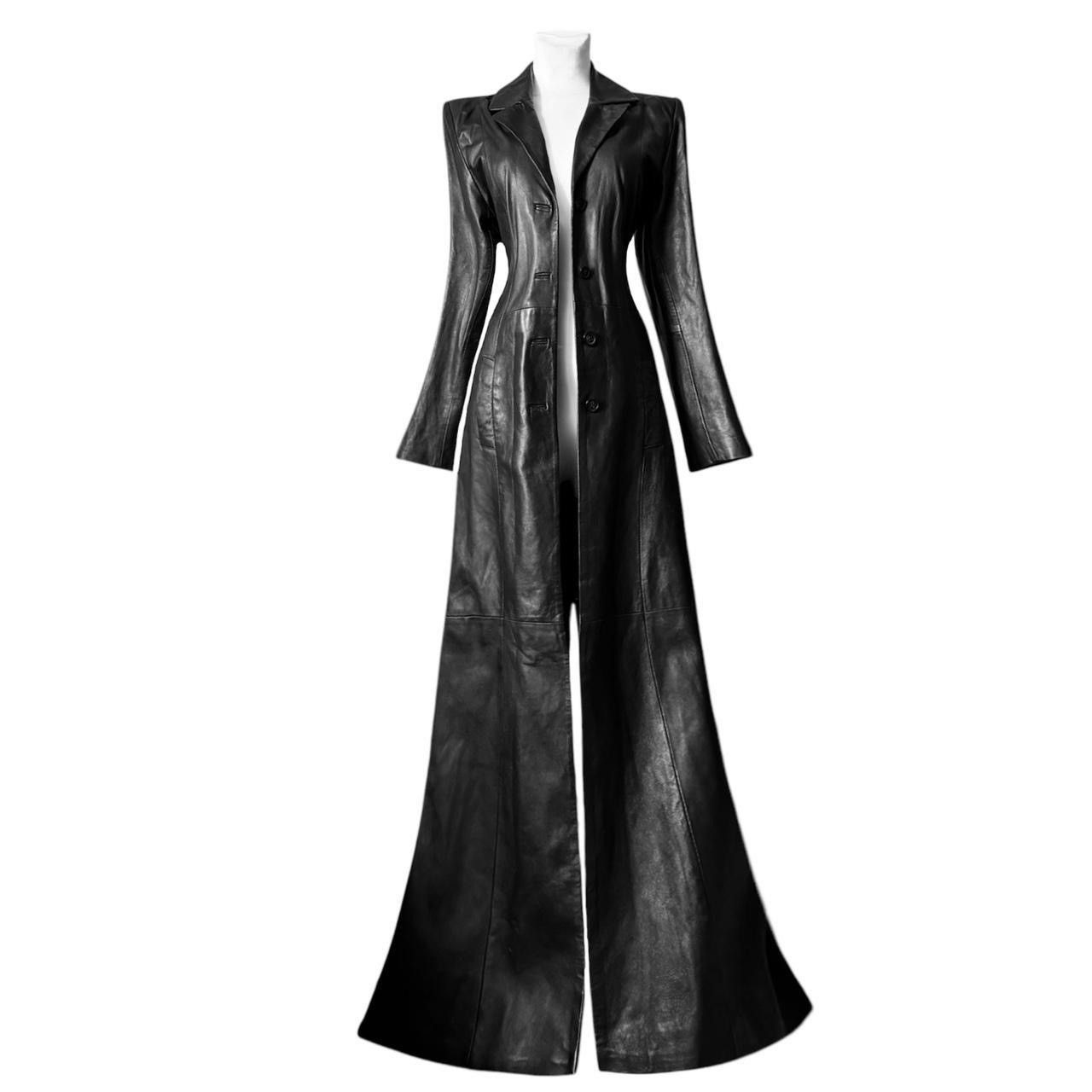 Vintage Super long matrix leather coat Size S / US 4 / IT 40 - 1 Thumbnail