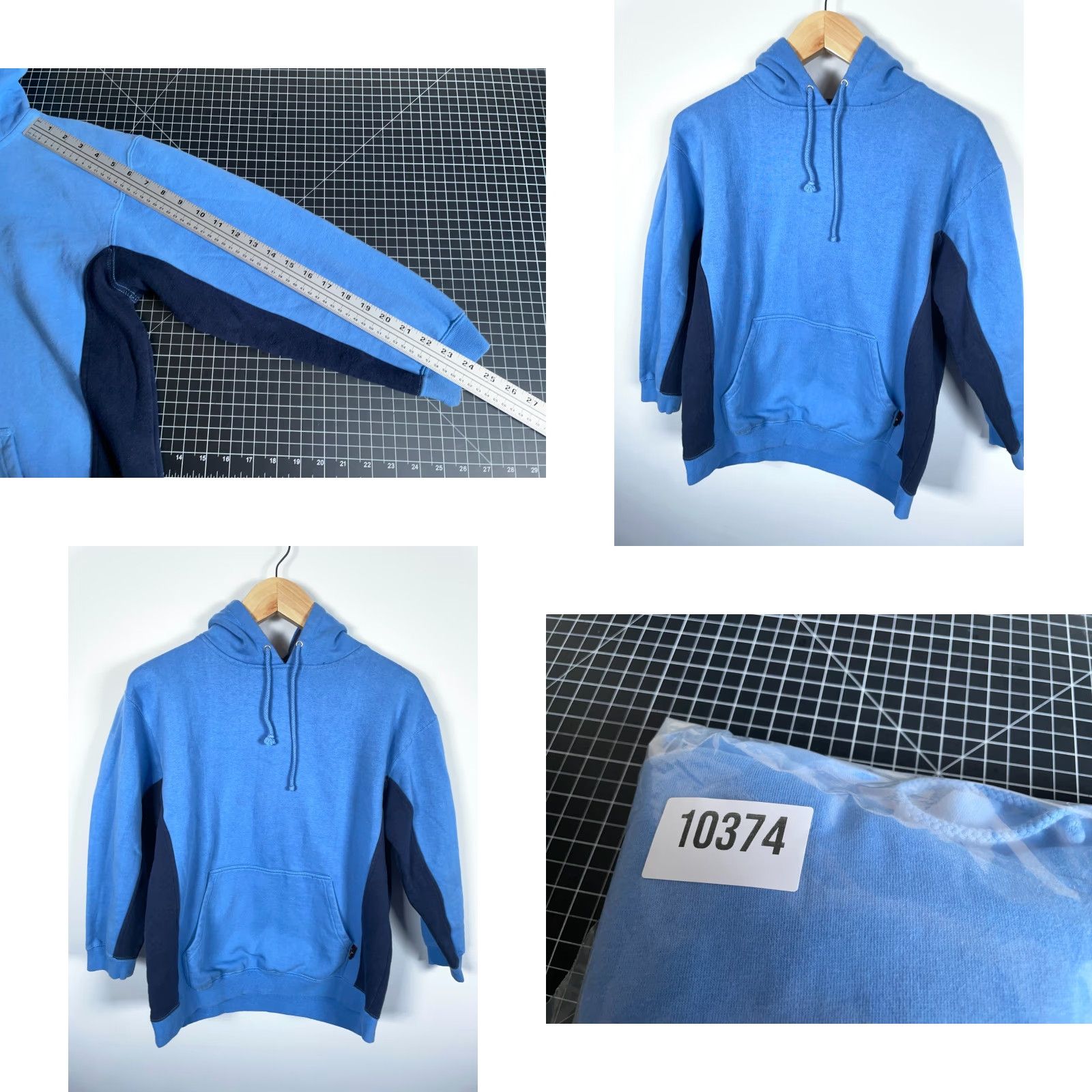 Vintage VINTAGE Top Heavy Hoodie Pullover Men M Blue Paneled Crew Neck Drawstring Heavyweight 90s Punk Graphic Print Size US M / EU 48-50 / 2 - 8 Thumbnail