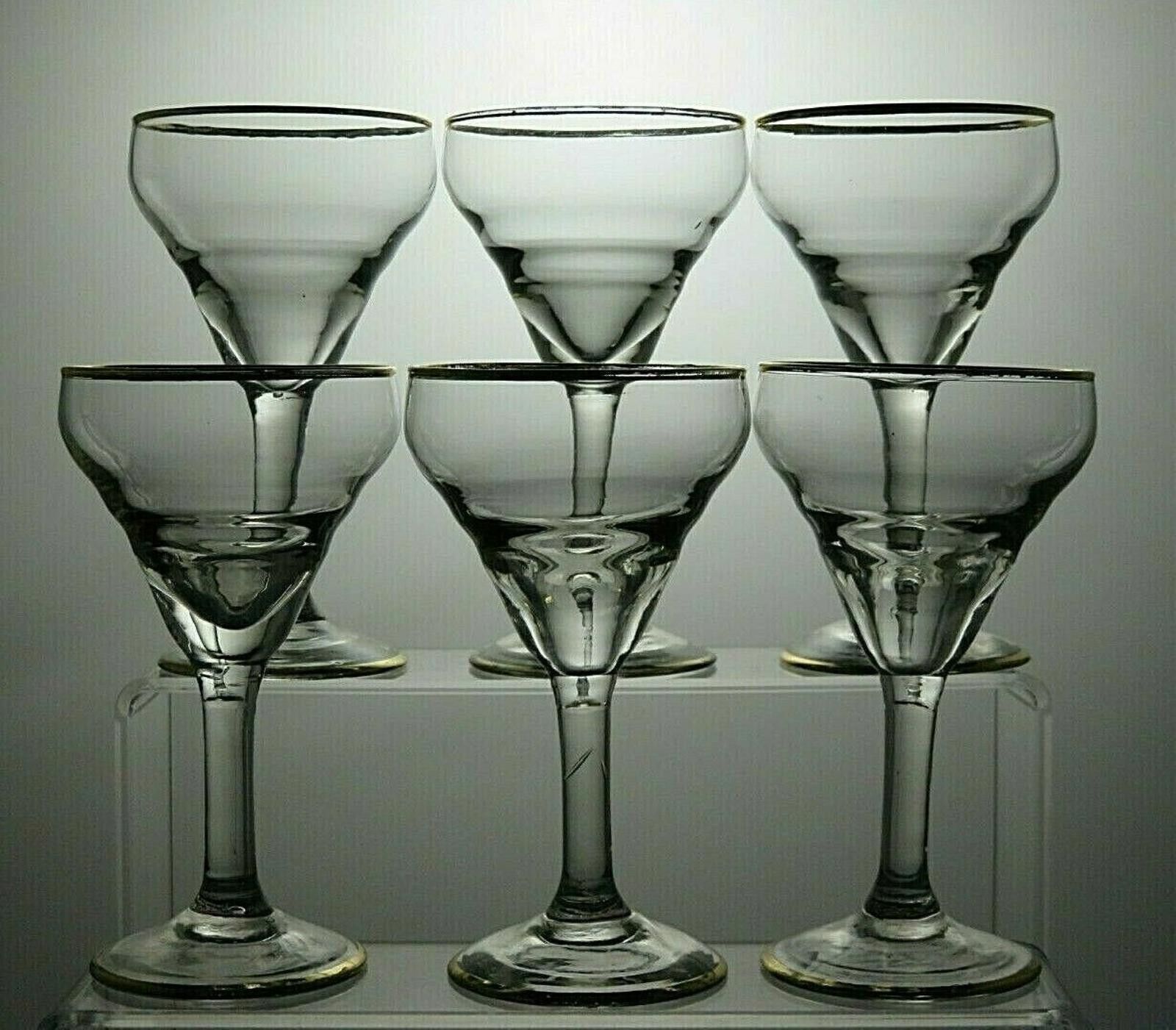 The Unbranded Brand Clear Glasses Set Of 6 With Gold Plated Rim & Bottom 5 1/3" Size ONE SIZE - 2 Thumbnail