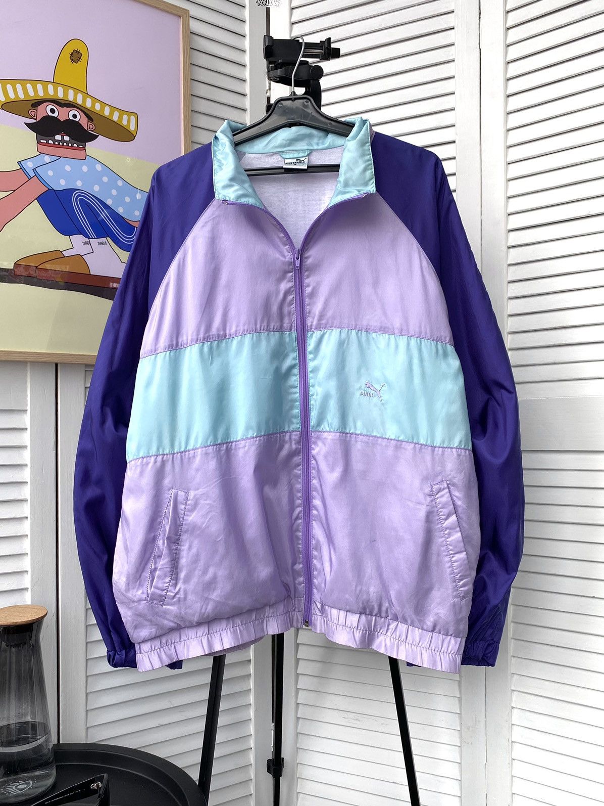 Puma × Vintage Vintage Puma Track Retro Jacket 90s 80s Light Purple Size US XL / EU 56 / 4 - 1 Thumbnail